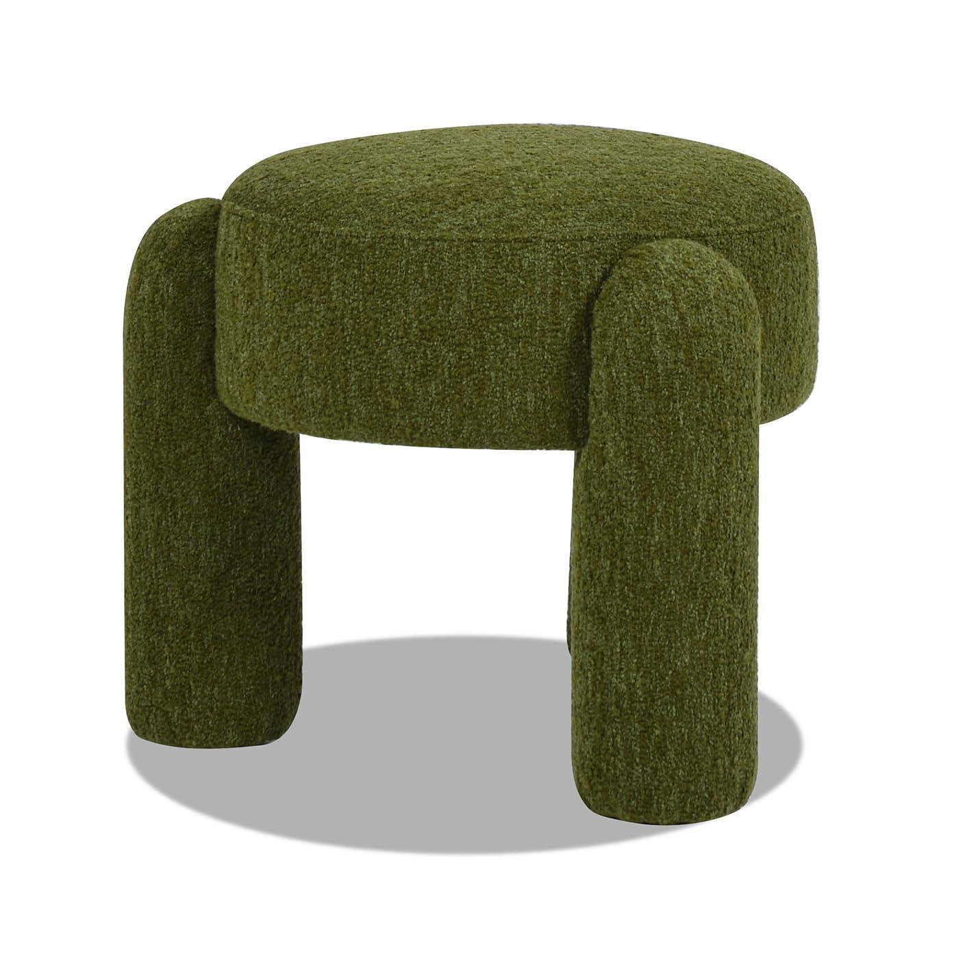 Jennifer Taylor Home Hugo 20.5" Round Fully Upholstered Ottoman, Moss Green Boucle