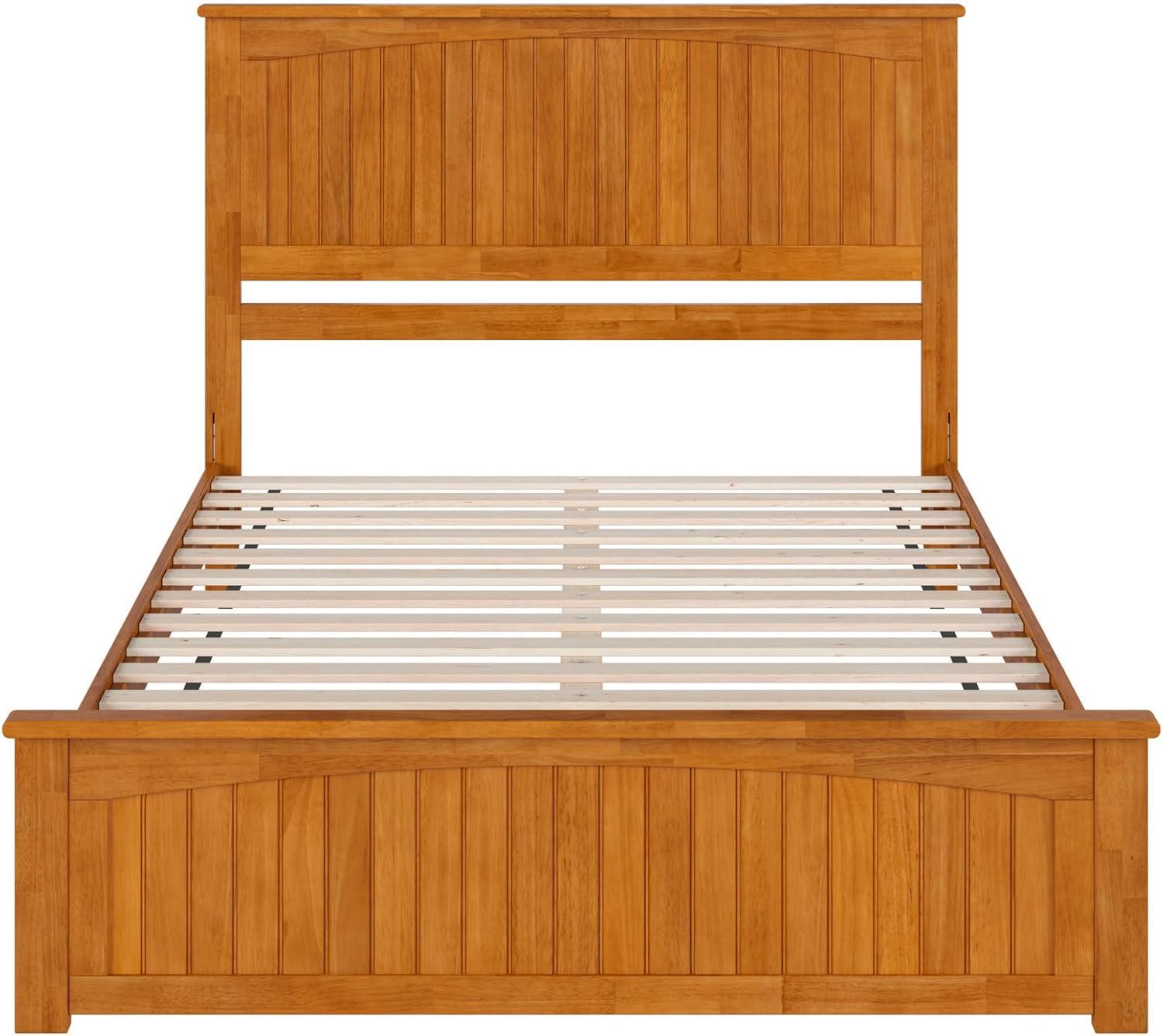AFI Naples Queen Solid Wood Low Profile Platform Bed with Matching Footboard, Light Toffee