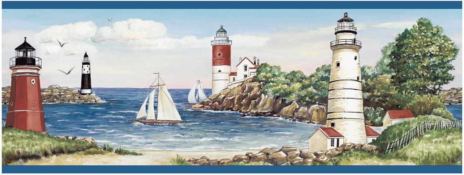 York Wallcoverings 15 ft. Portfolio II Lighthouse/Sailboat Border Wallpaper