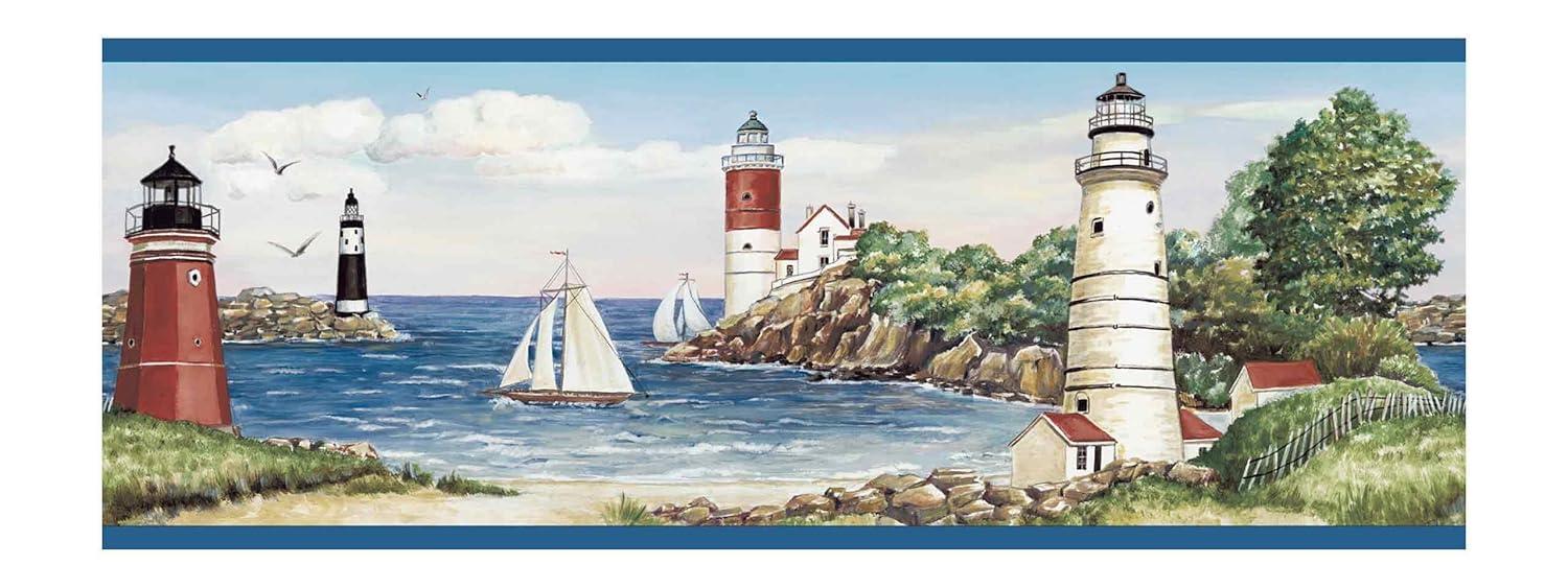 York Wallcoverings 15 ft. Portfolio II Lighthouse/Sailboat Border Wallpaper