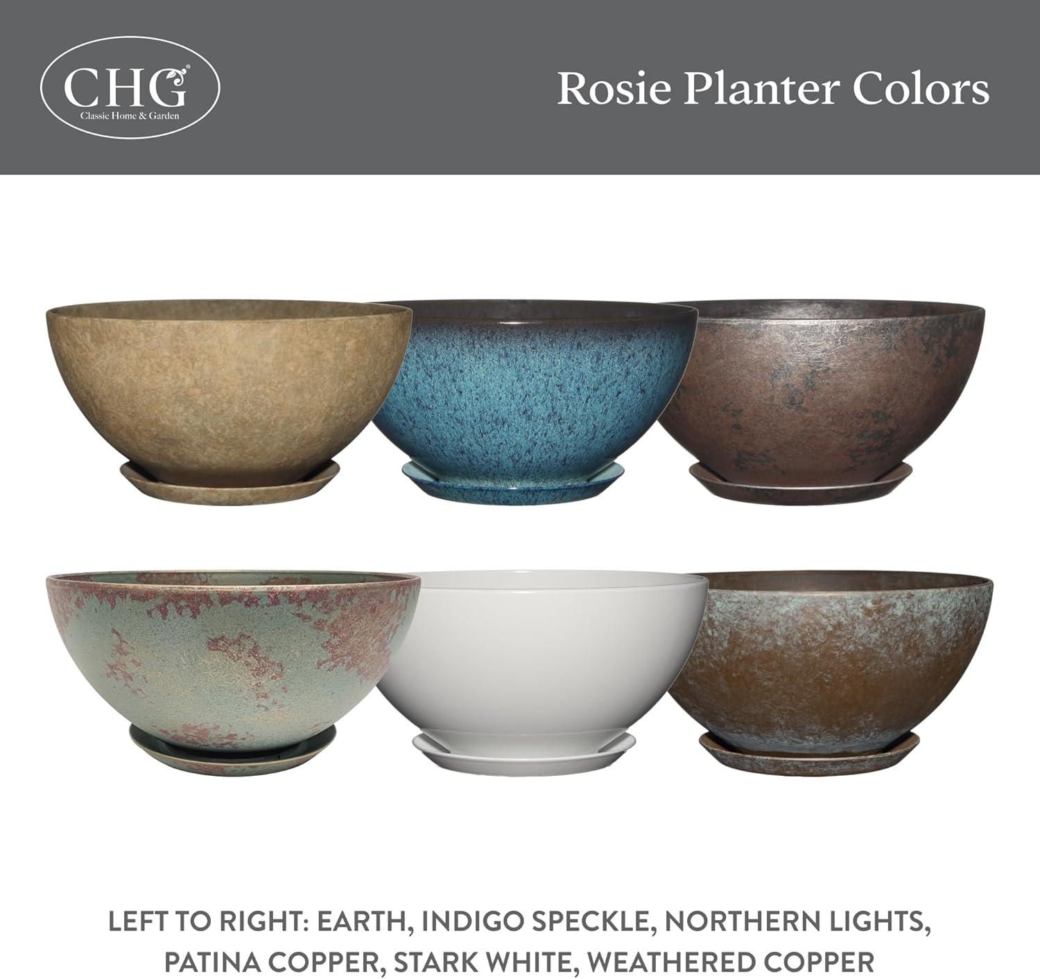 Classic Home and Garden 9010D-375R 10" Rosie Bowl Planter, Indigo Speckle