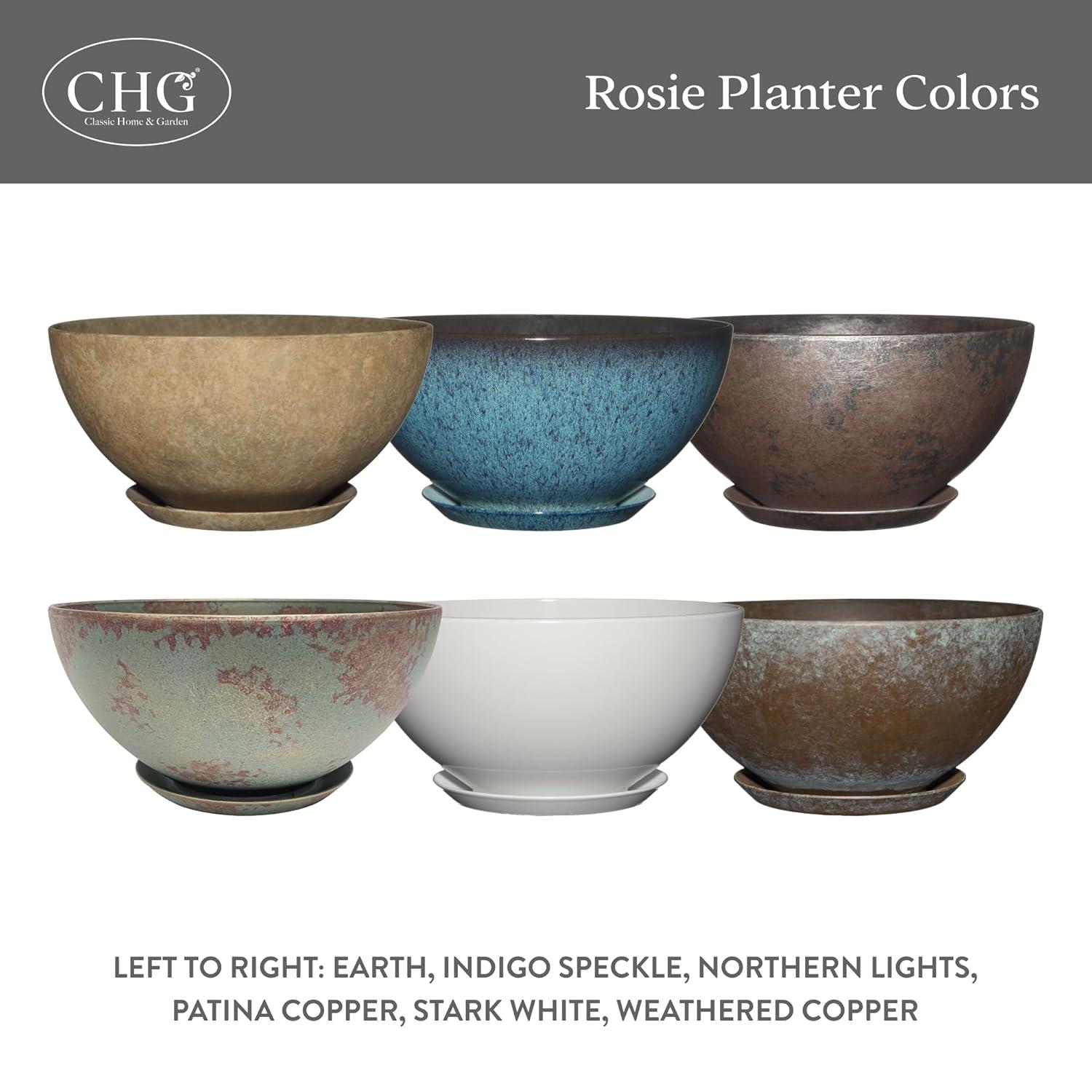 Classic Home and Garden 9010D-375R 10" Rosie Bowl Planter, Indigo Speckle