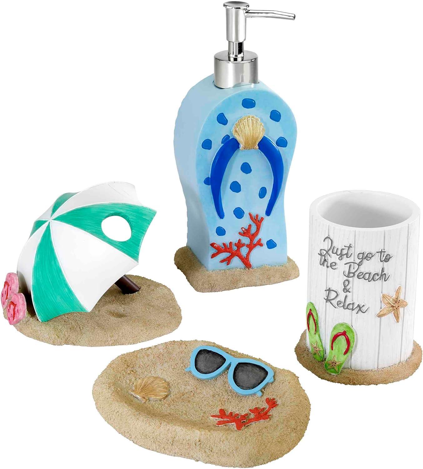 Beach Mode Hand-Painted Resin Bath Accessory Set