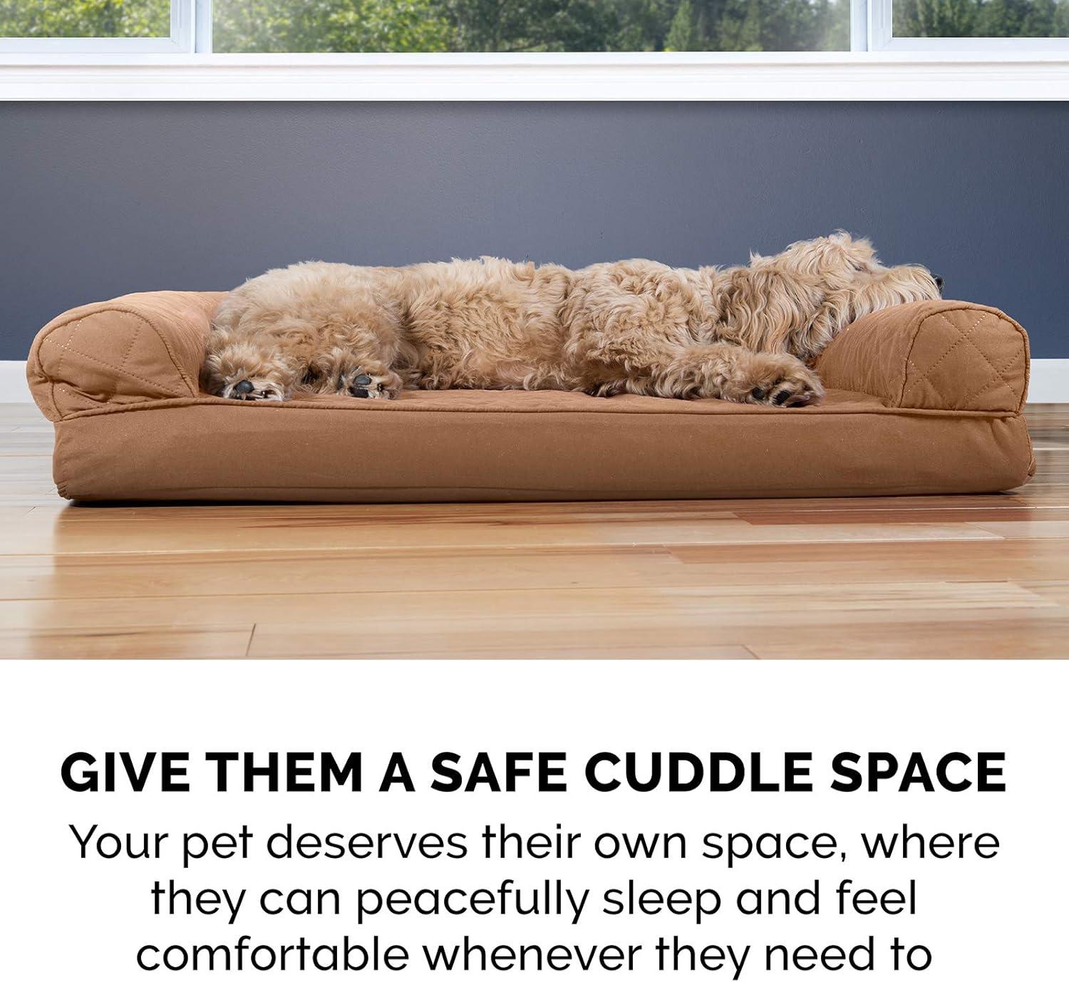 FurHaven Quilted Orthopedic Sofa Dog Bed - Large, Warm Brown