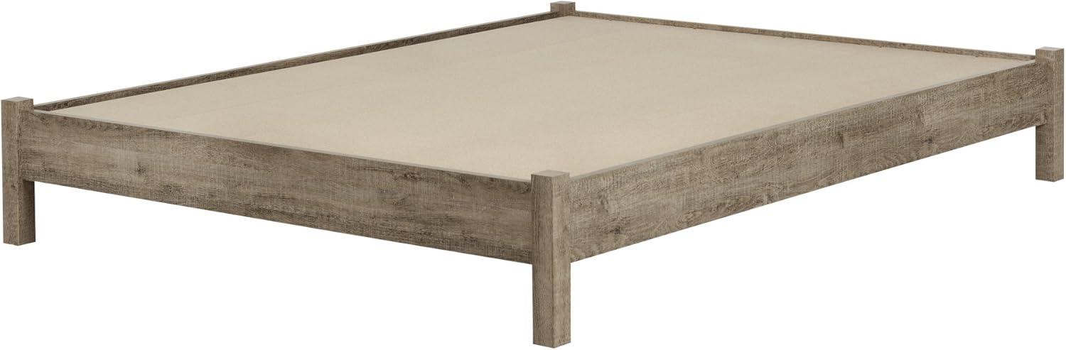 Munich Queen Platform Bed on Legs - Rustic Style Weathered Oak