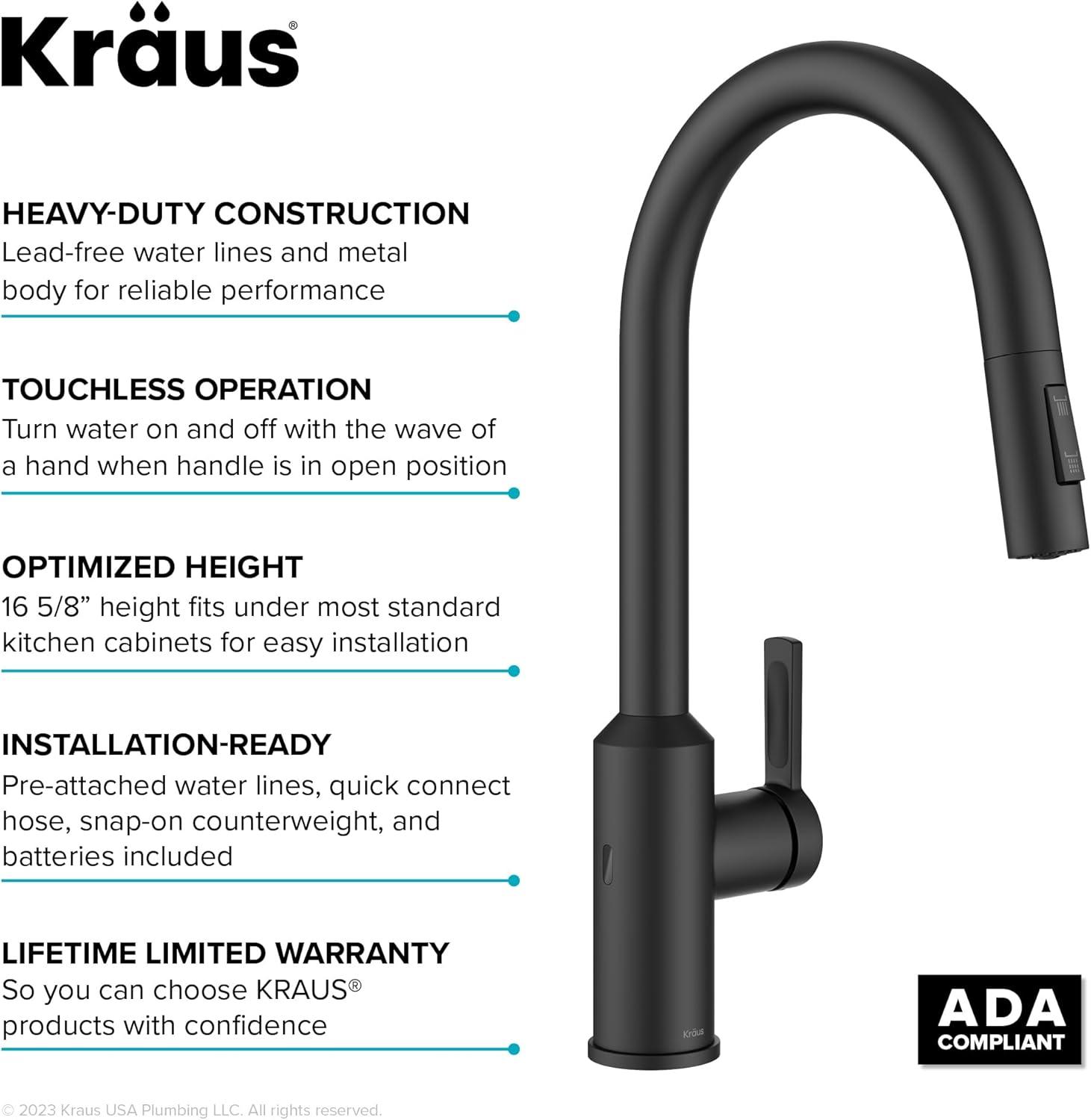 KRAUS Oletto Touchless Sensor Pull-Down Single Handle Kitchen Faucet