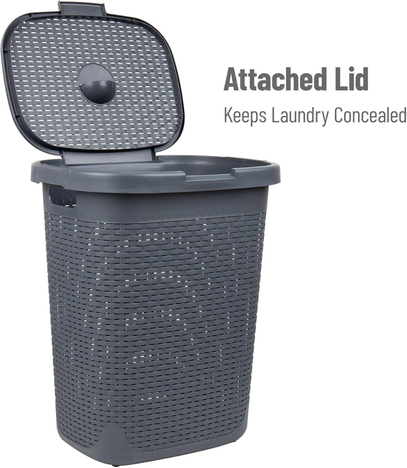 Mind Reader Mind Reader 50L Slim Laundry Hamper, Clothes Basket, Lid, Plastic