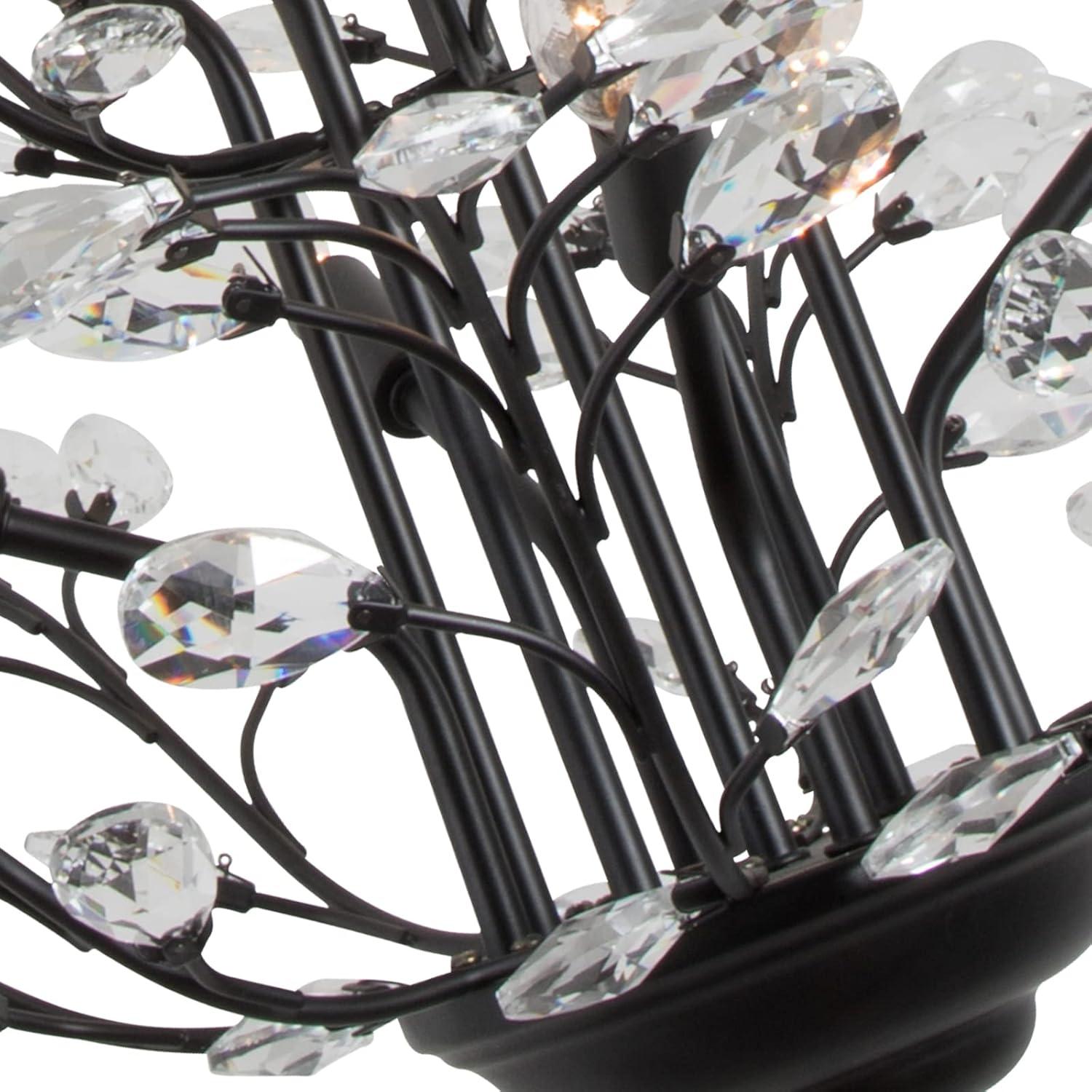 Chicago 8-Light Black Metal Chandelier with Crystal Accents