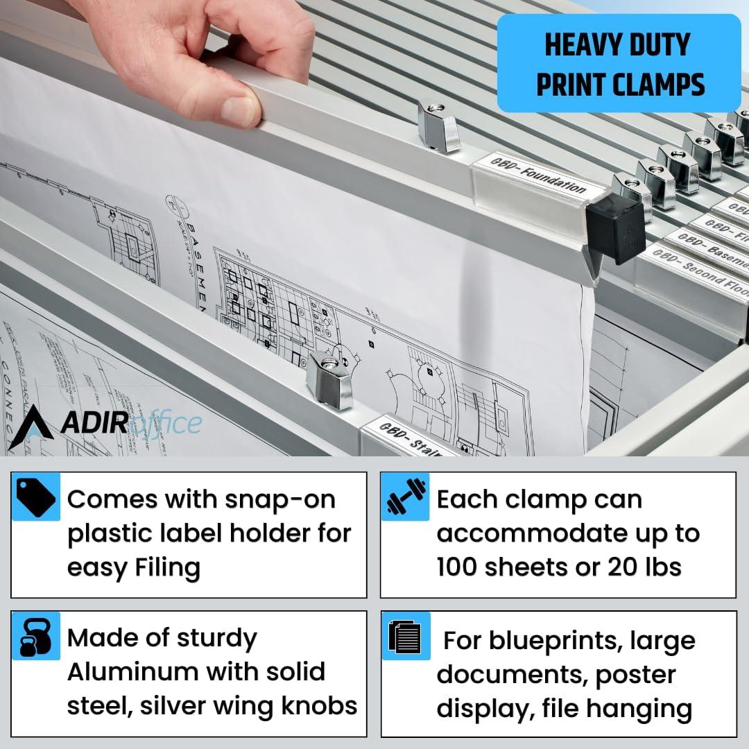 Adir 36-Inch Aluminum Blueprint Clamps with Steel Knobs, Set of 6