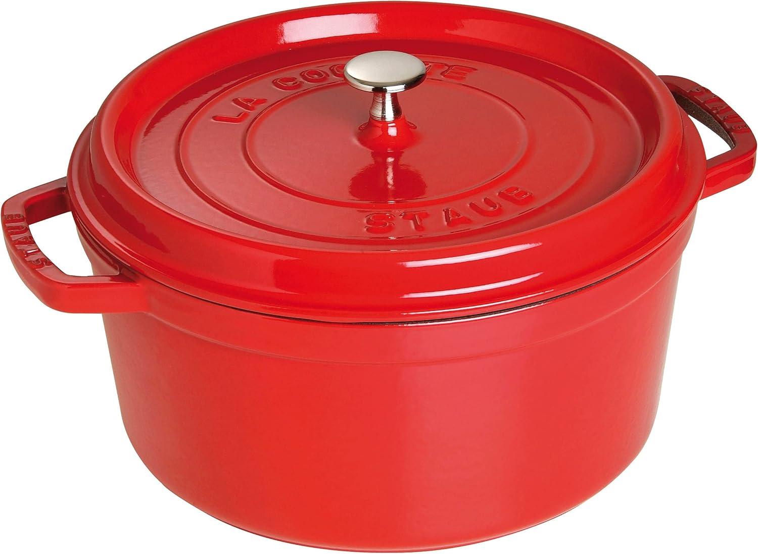 Cherry Red Enameled Cast Iron 7-qt Round Cocotte