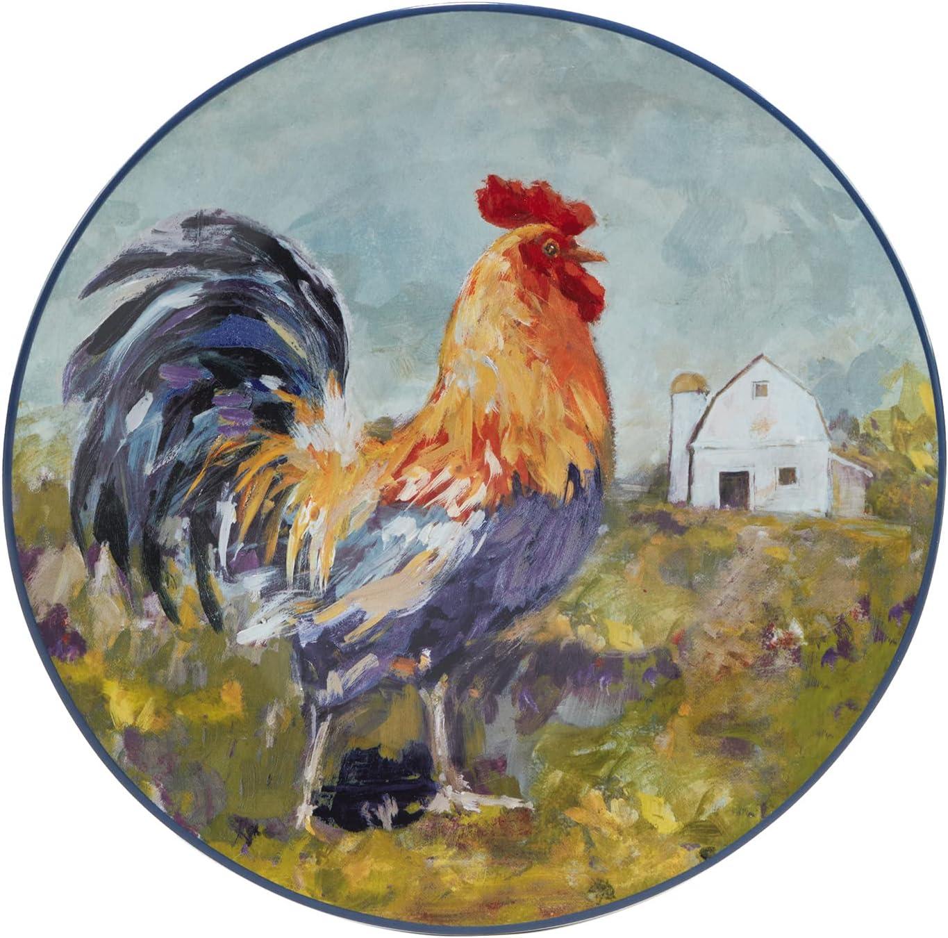 Certified International  Rooster Meadow 11" Dinnerware Plates, Set of 4 - 11" x 11"