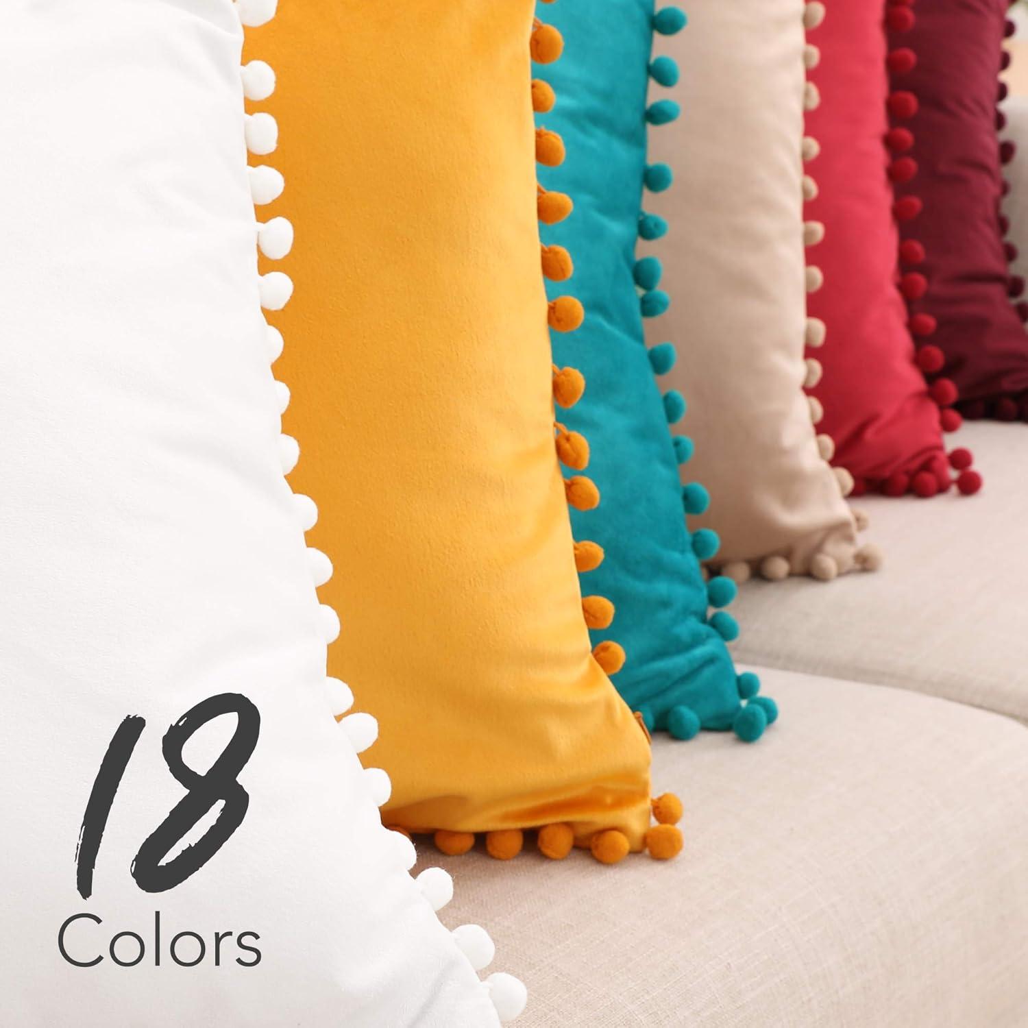 Deconovo Deconovo Pom-poms Velvet Reversible Pillow Cover (Set of 2)