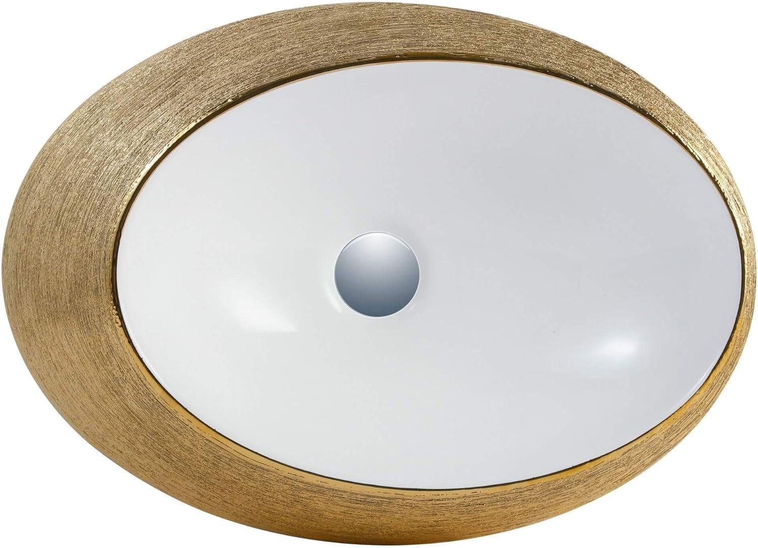 Vitreous China Oval Vessel Bathroom Sink with Overflow