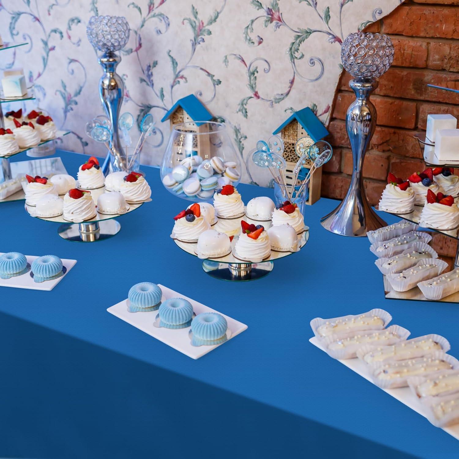 6 Pack Plastic Royal Blue Tablecloth for Parties, Rectangular Table Decorations, 54 x 108 Inches, Disposable Table Cover for Birthday, Graduation Party Supplies