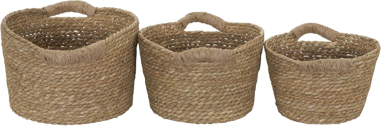 Cattail Woven Oval Wicker Storage Basket Trio in Brown