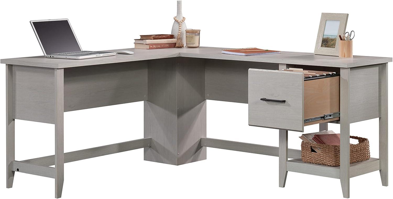 Summit Station 1 Drawer L Shaped Desk Glacier Oak - Sauder: Home Office Furniture with Metal Hardware & Laminated Finish