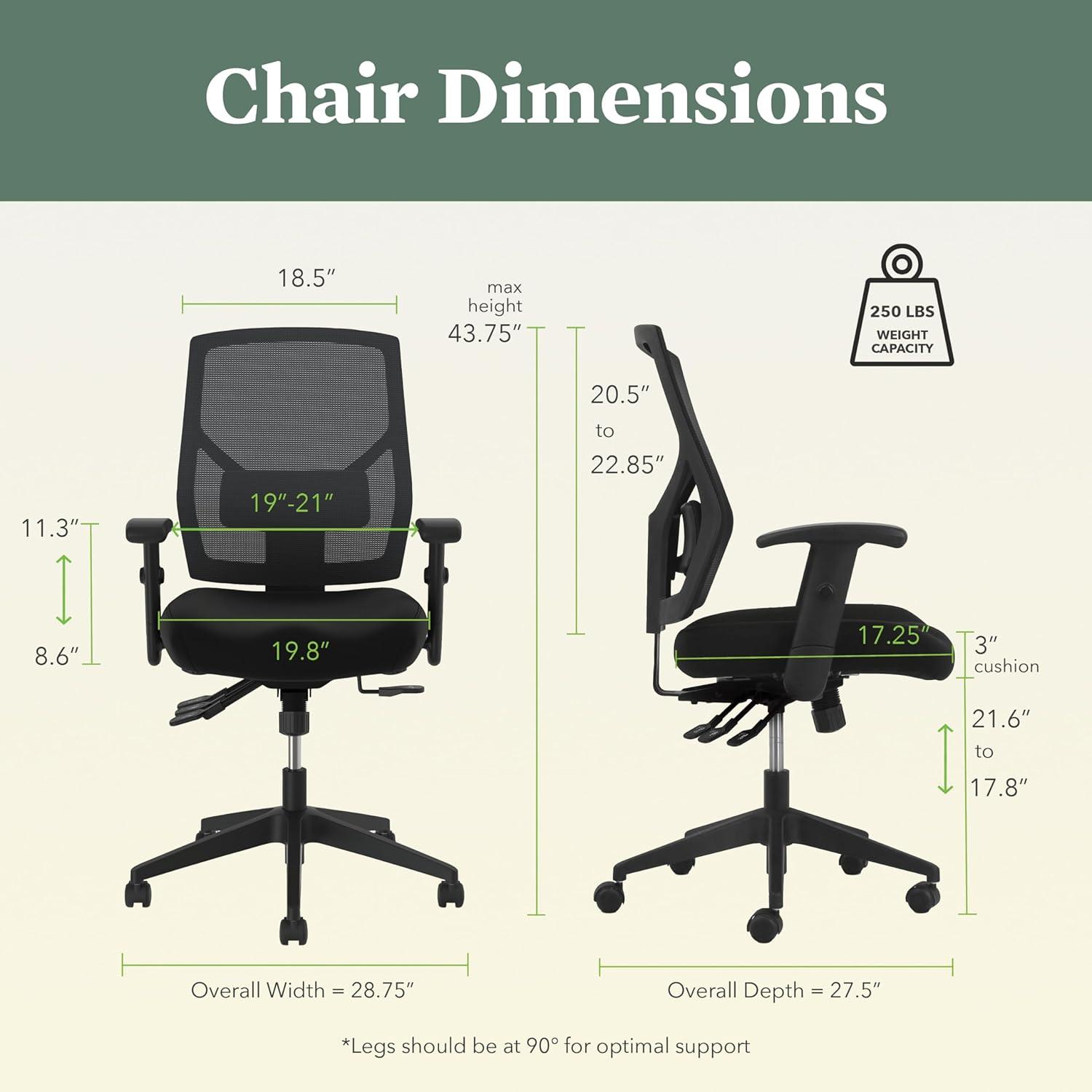 HON Mesh Mid-Back Task Chair Fabric Black Seat - Black Back - 5-star Base - 19.50" Seat Width x 18.25" Seat Depth - 26" Width x 26" Depth x 40.5" Height