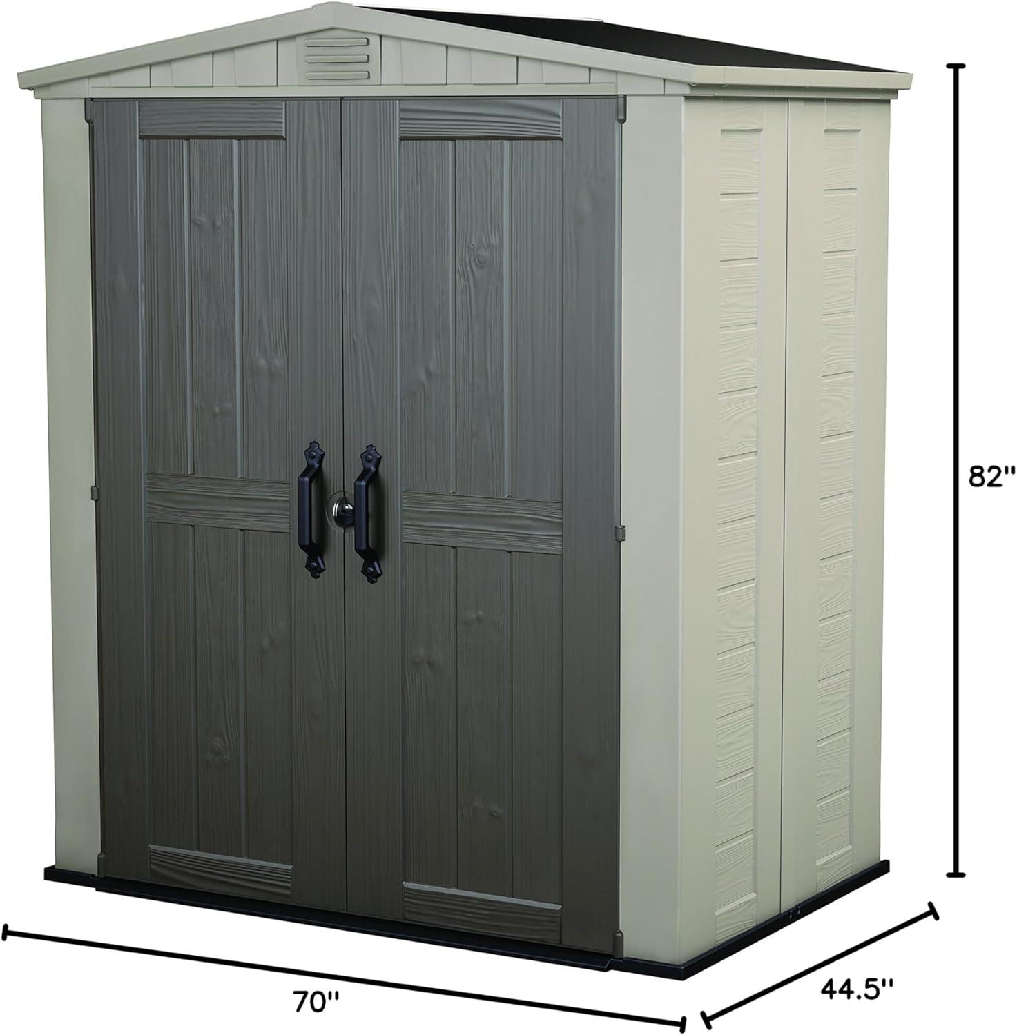 Keter 6'x3' Factor Outdoor Storage Shed Brown: Resin Frame, All-Weather, 10 Year Limited Warranty