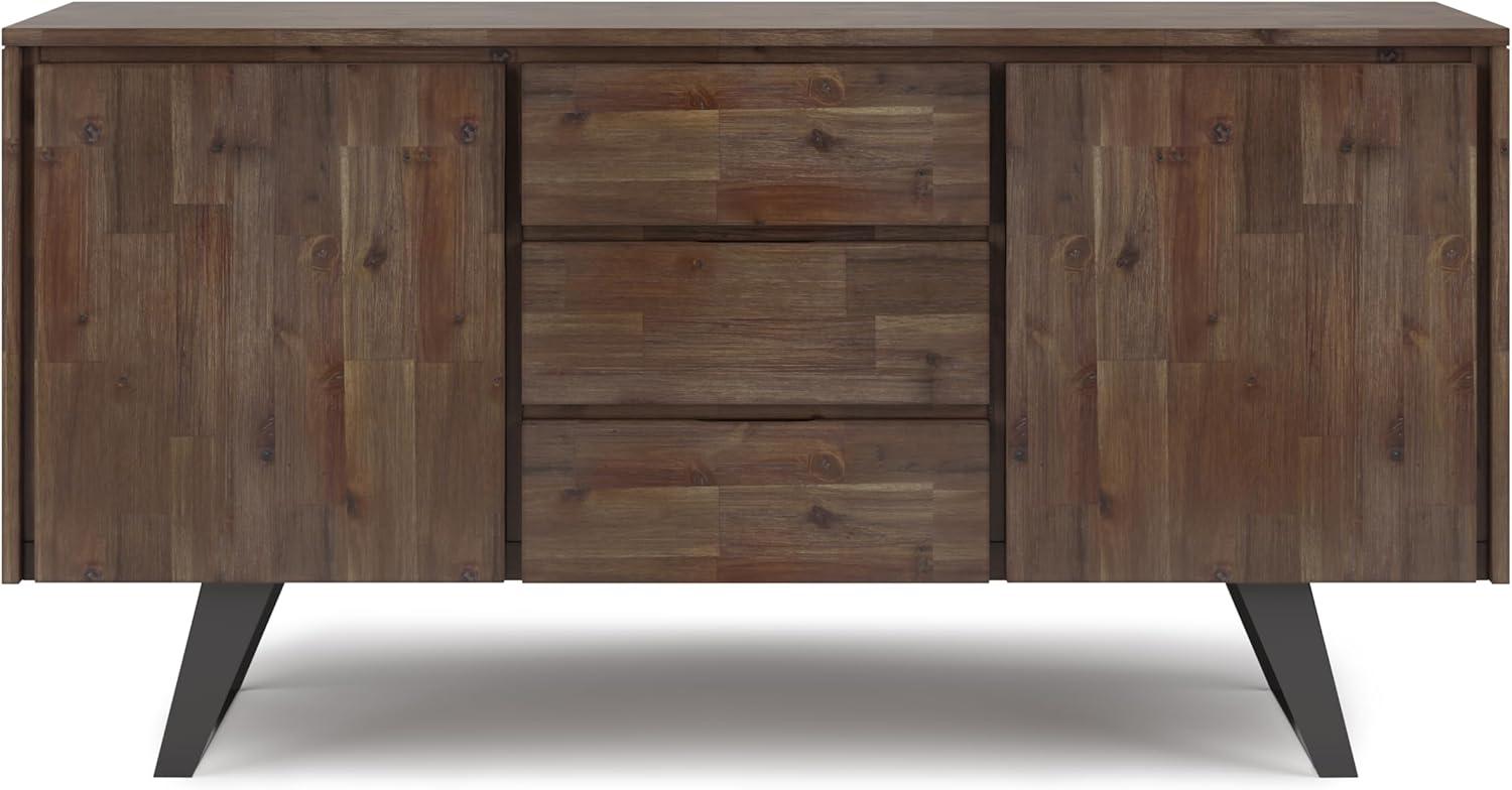 Simpli Home Lowry 60" Solid Wood Sideboard in Rustic Natural Aged Brown