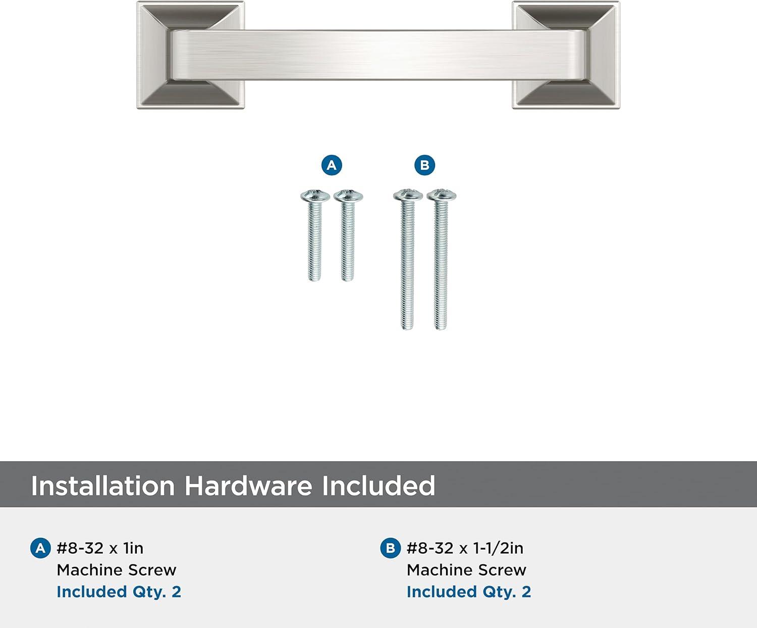 Amerock Ville 3 inch (76mm) Center-to-Center Satin Nickel Cabinet Pull
