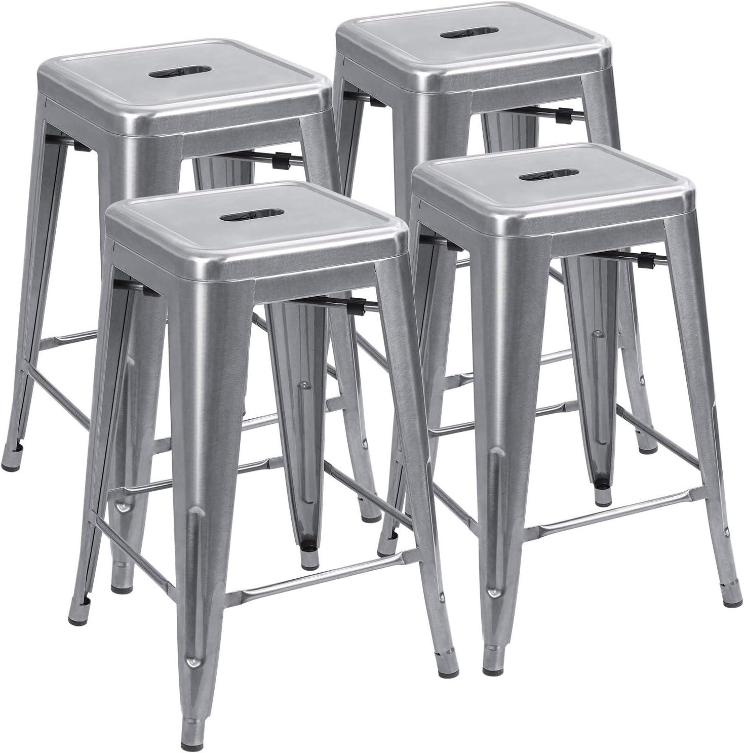 Williston Forge Kohki 24" Counter Stool Metal Bar Stools Counter Height Barstools Backless Indoor/Outdoor Bar Stools Kitchen Counter Stools Chairs(Set of 4)