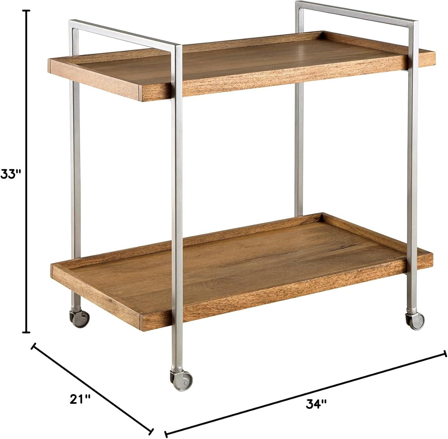 Gensler Solid Wood Warm Mango 2 Shelf Bar Cart