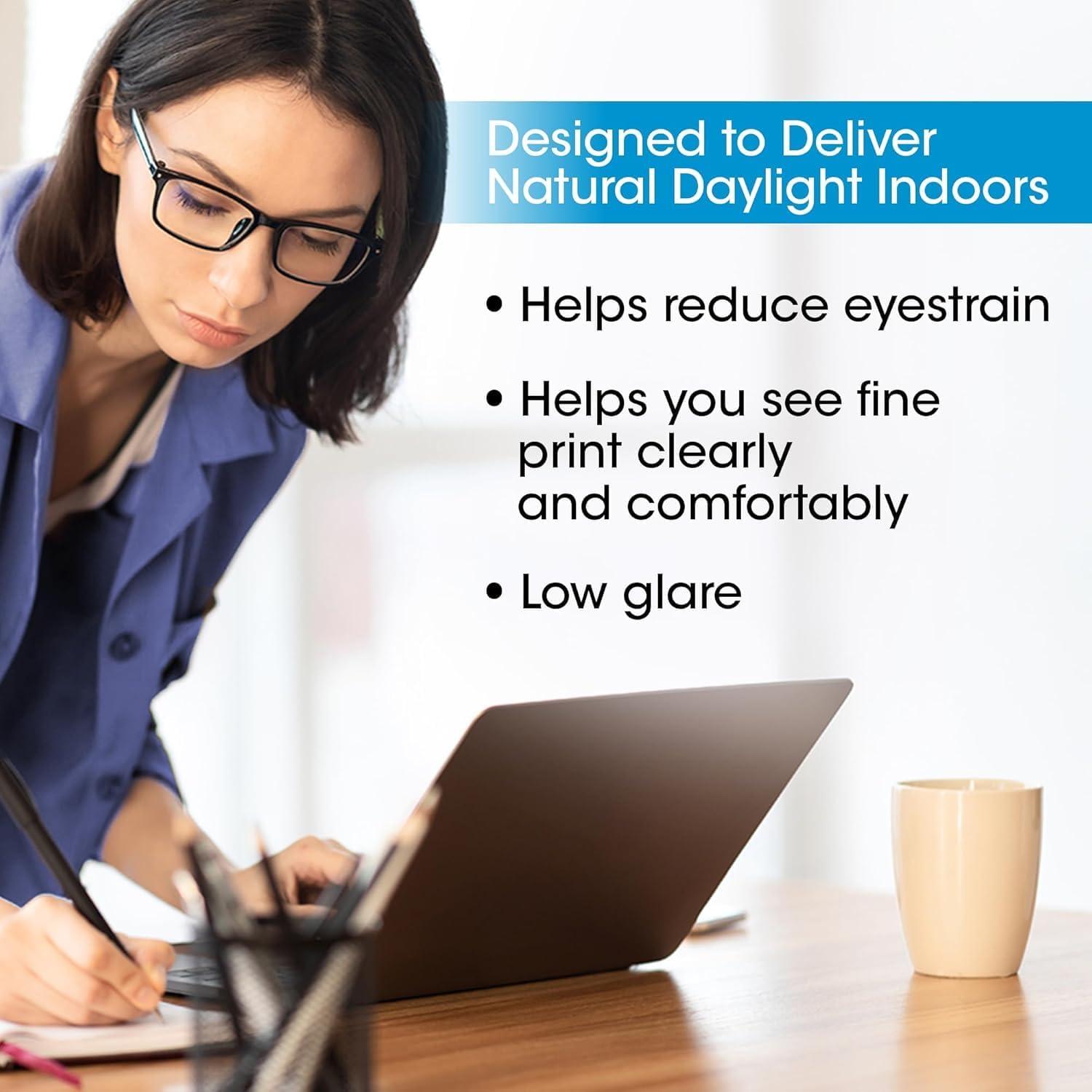 OttLite OttLite Archer Floor Lamp - Mid-Century Modern Design, Satin Brass Finish, LED, Adjustable Shade