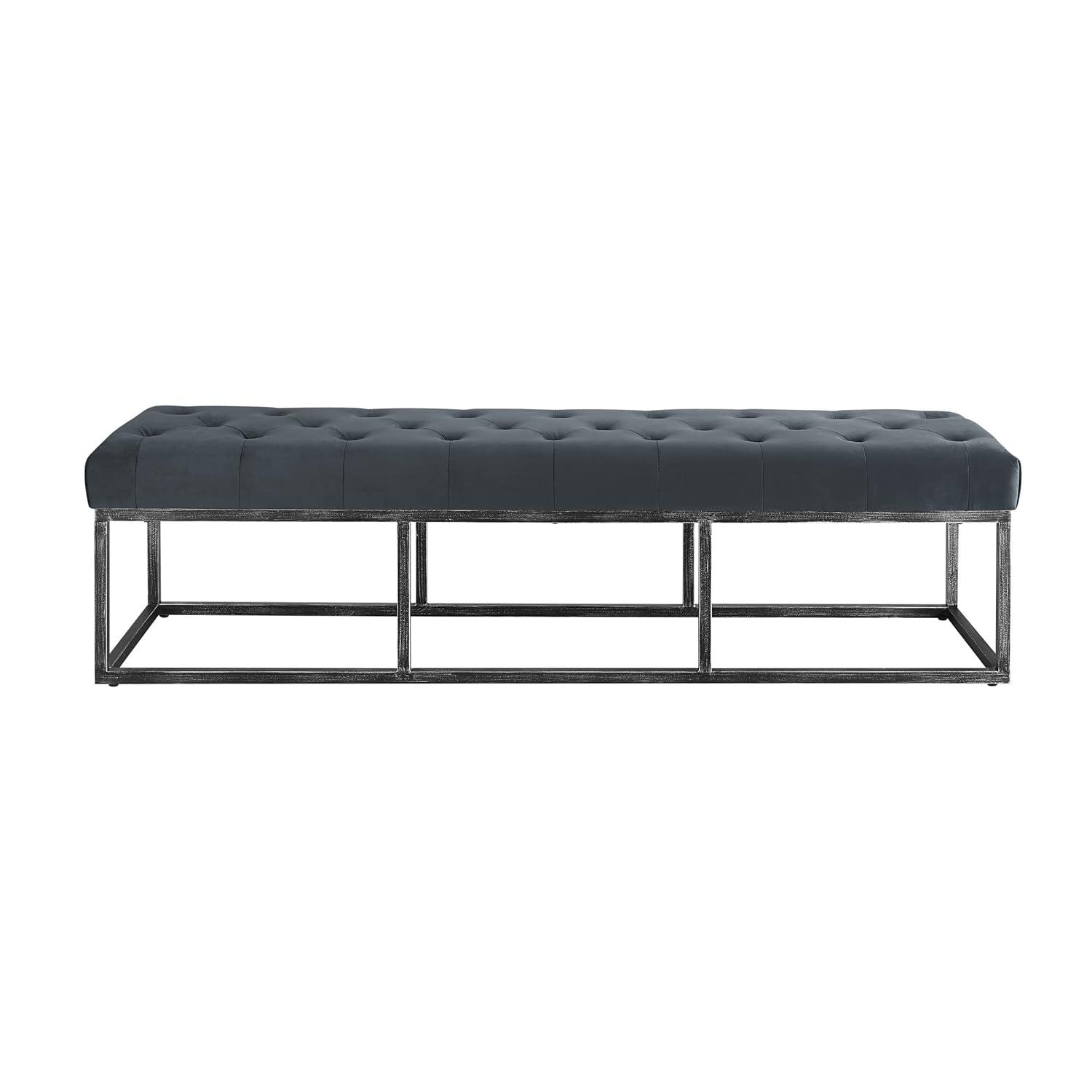 Danes Claire Tufted Bench with Iron Legs, Modern 72.5" Bench for Bedroom or Living Room