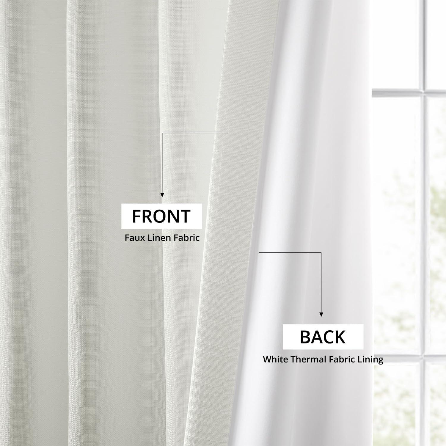 HPD Half Price Drapes Magnolia Off White Italian Faux Linen Room Darkening Curtains with Rod Pocket - 1 Panel - Window Curtains for Living Room & Curtains for Bedroom, 50W X 84L