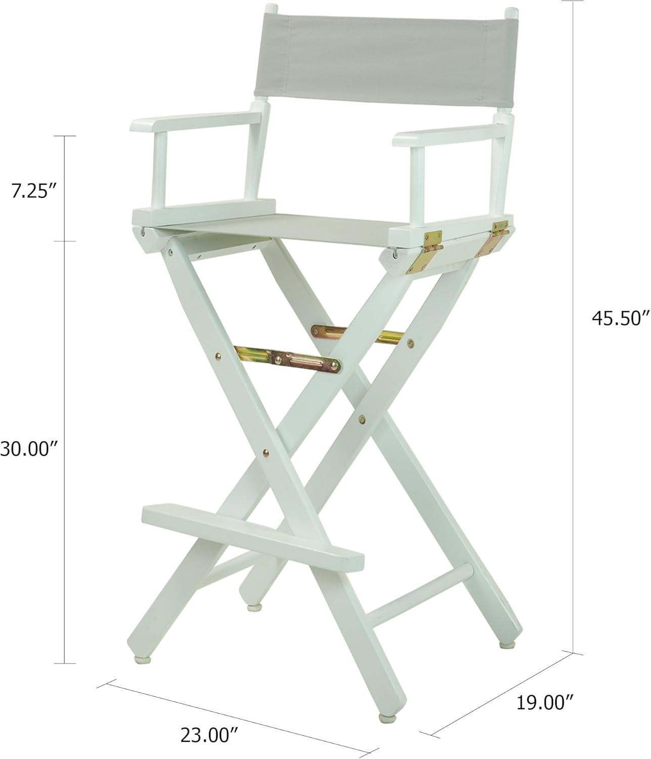 Classic 30" White Solid Wood Director's Chair with Gray Canvas