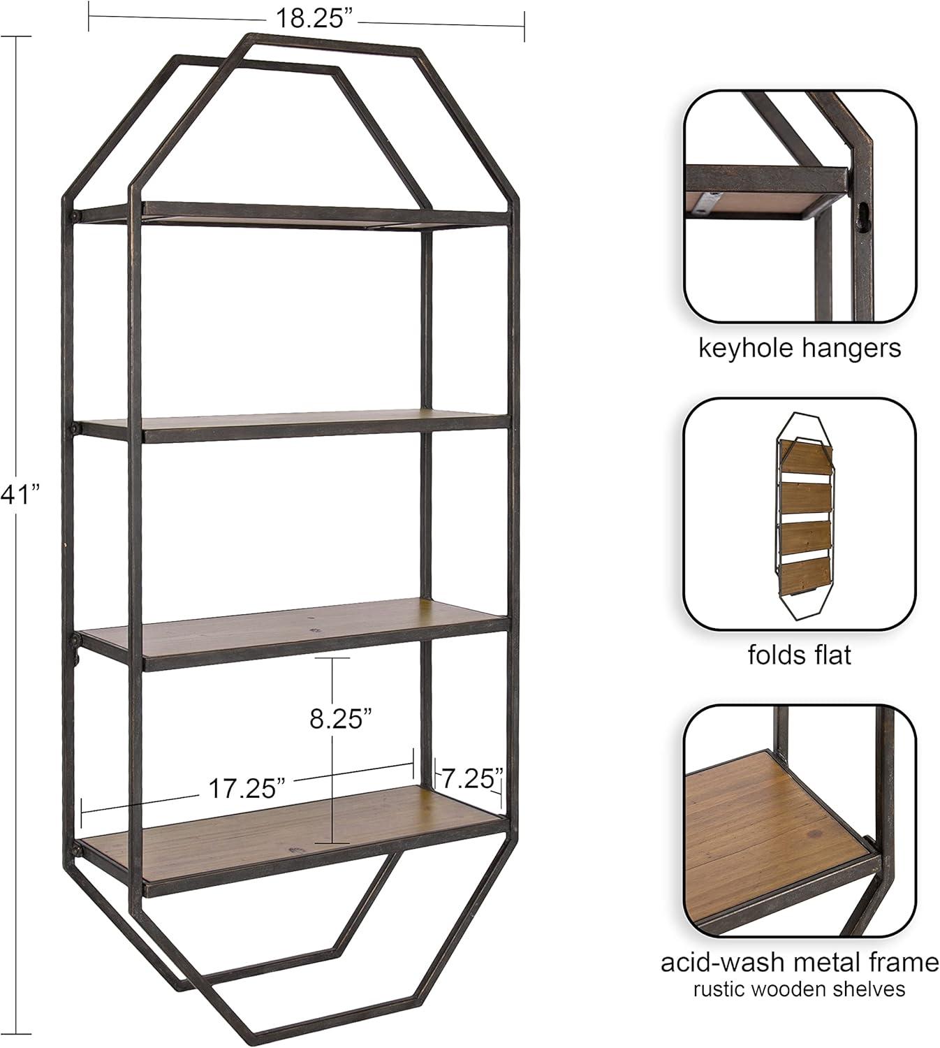 Kate and Laurel Adela Octagon Wood and Metal Shelf