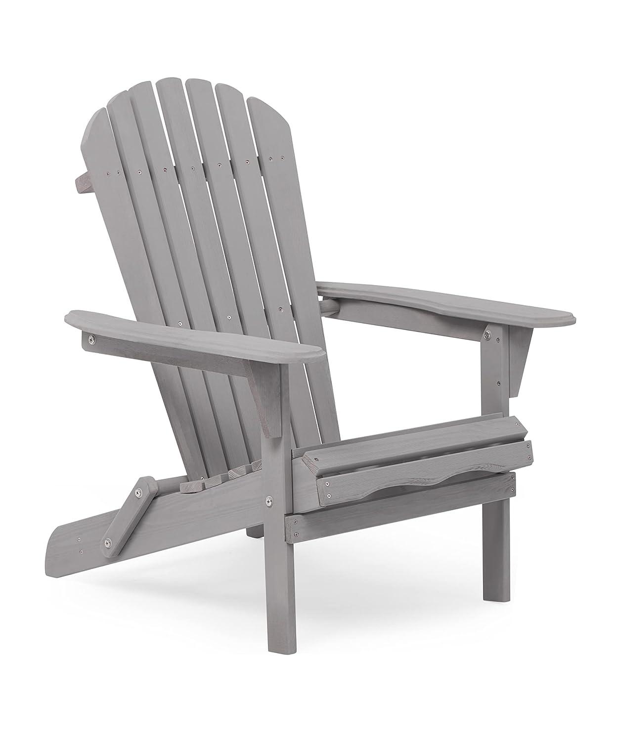 Wooden Folding Adirondack Chair, Half Pre-Assembled Wood Patio Lounge Chair for Outdoor Garden Backyard Porch Pool Deck Firepit