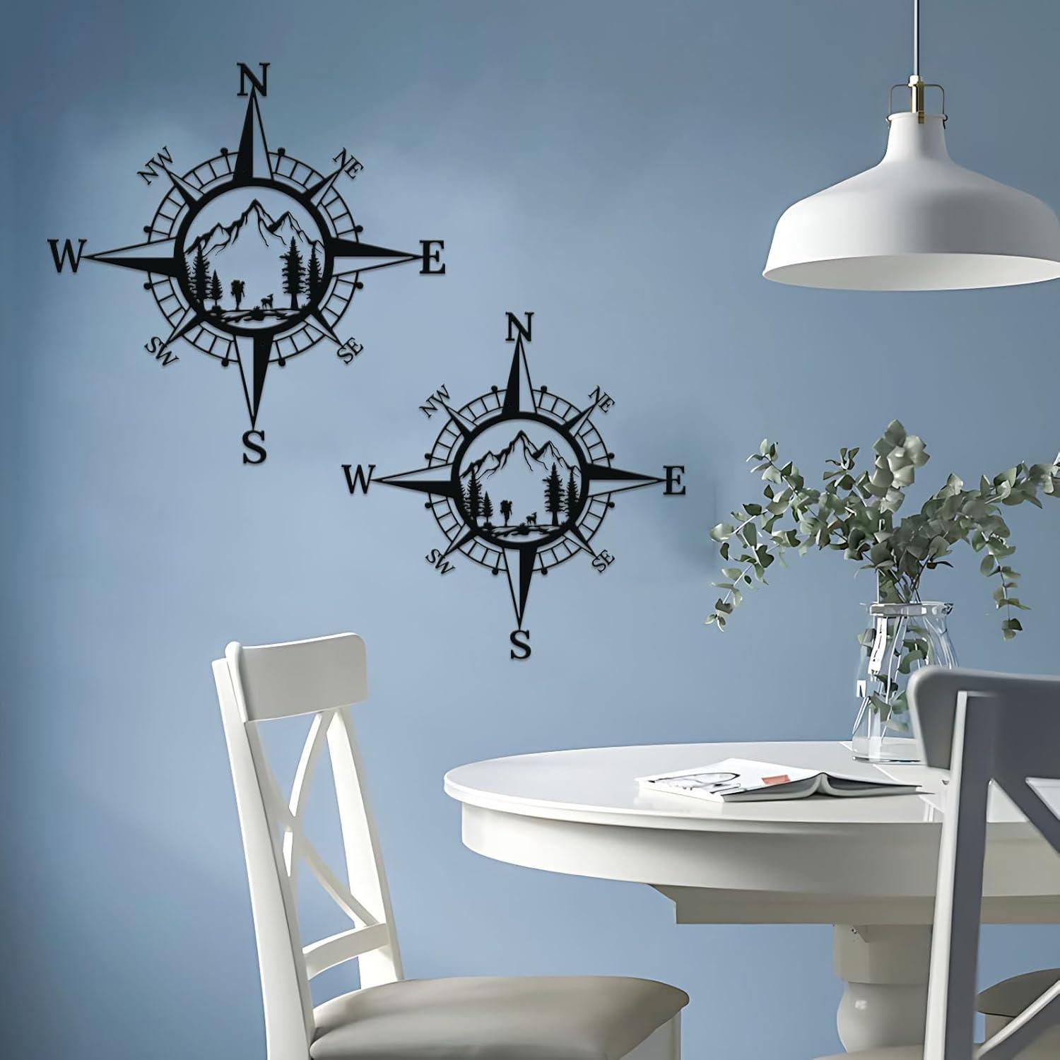 Ploknplq Home Decor Desk Decor Porch 11 Bedroom Wall Metal Compass Nautical Room Inch Office Living Terrace Decoration Garden Decoration Decoration & Hangs Wall Decor