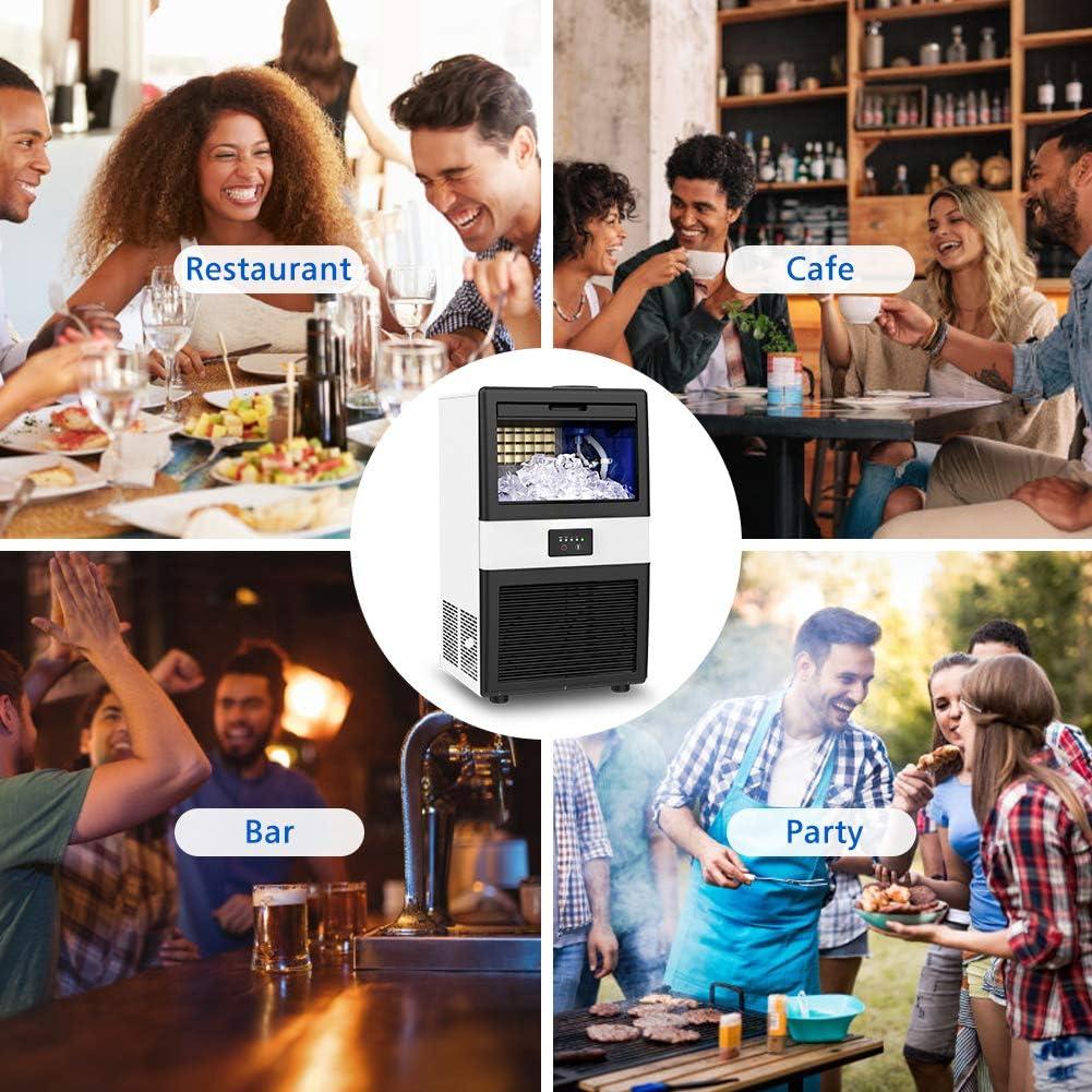 Commercial Ice Maker Machine, 70 LBS/24H Under Counter Large Ice Machine w/ 10 LBS Capacity Ice Storage Bin, 2 Water Inlet Modes, Freestanding & Built in Ice Maker for Bar/Home/Office/Shop, White