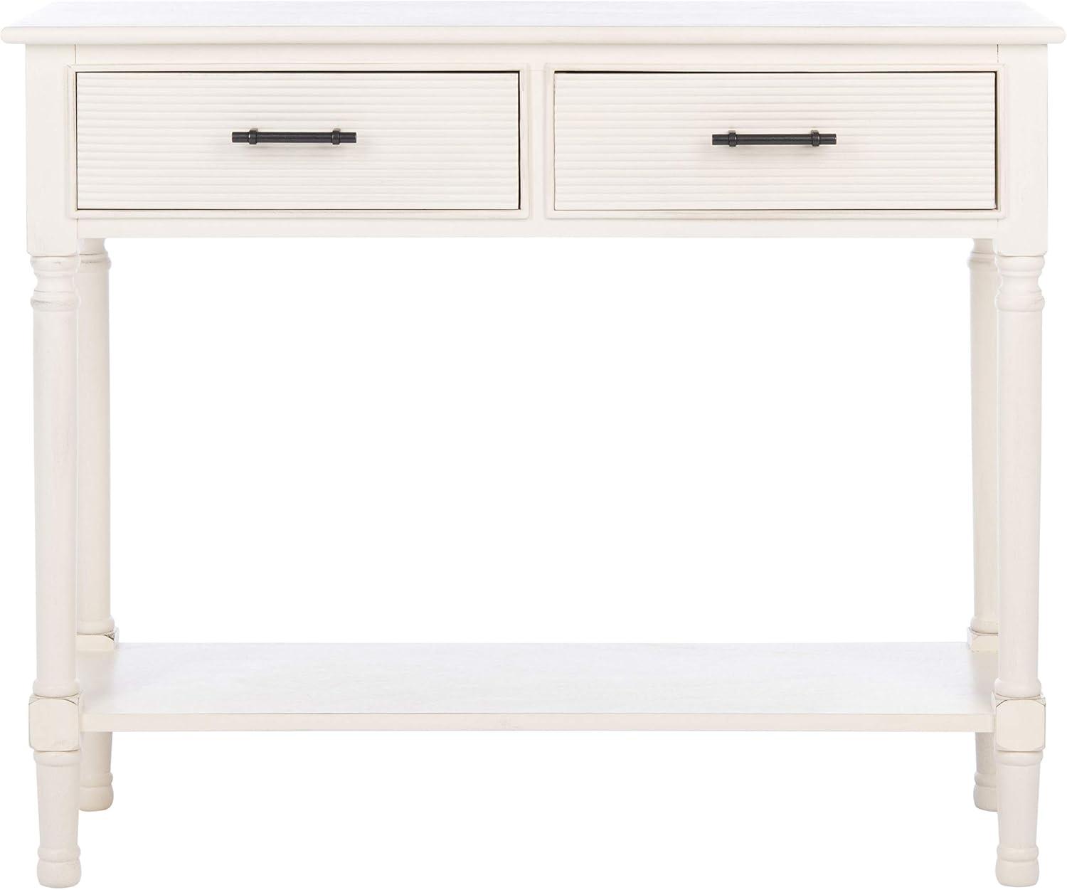 Ryder Distressed White 2-Drawer Console Table with Shelf