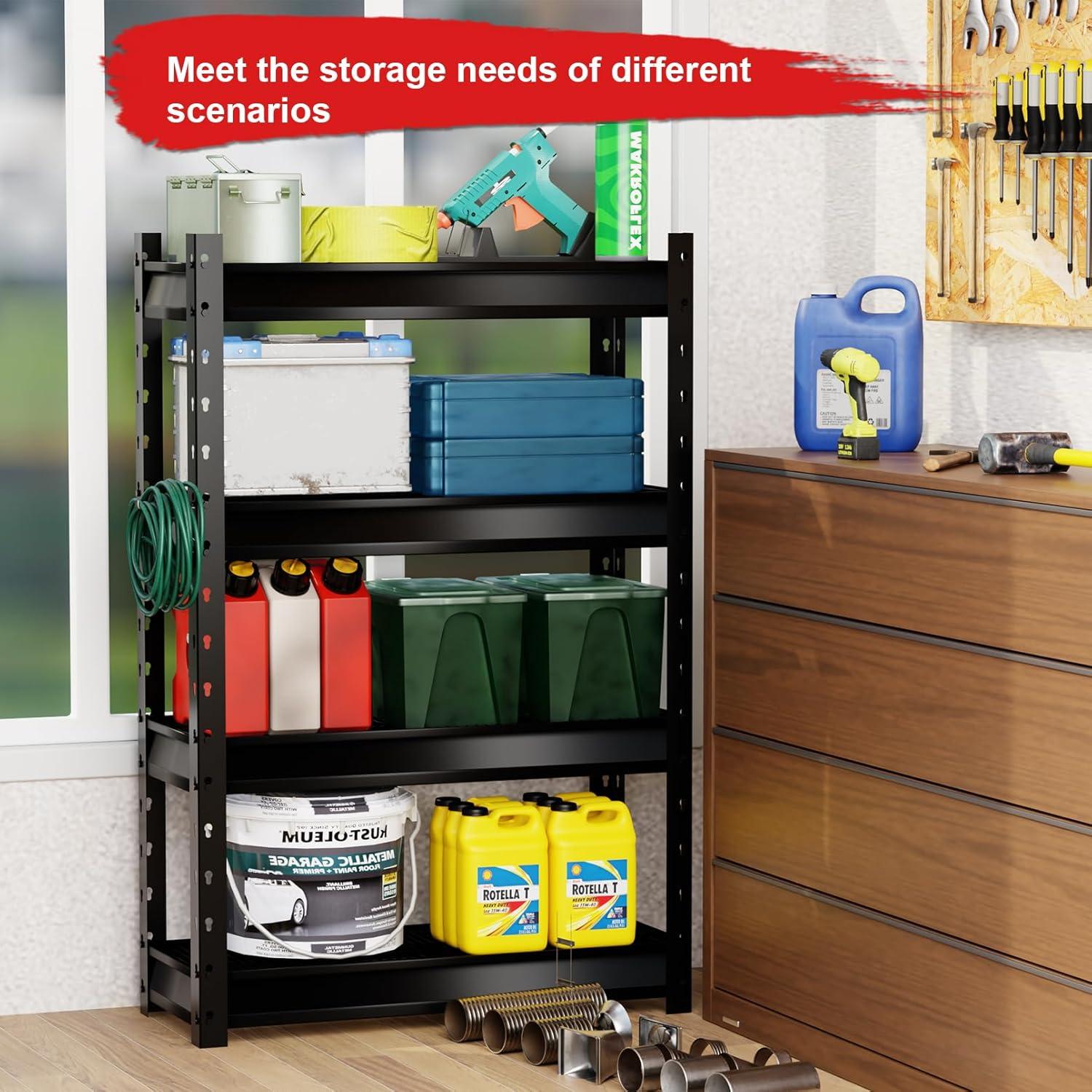 Atlas Shelving 4-Tier 36"x14"x54" Garage Shelving Heavy Duty Loads 6000lbs Dark Gray: Steel, Adjustable & Fixed Shelves