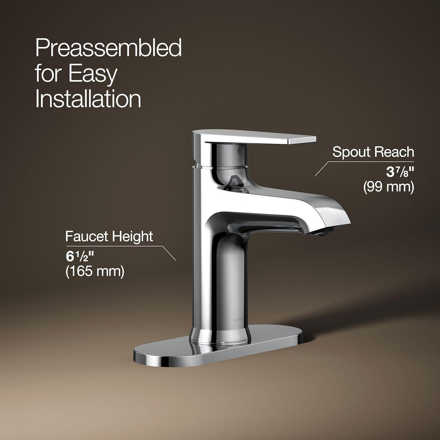 Hint Single-Handle Bathroom Sink Faucet with Escutcheon and Pop-Up Drain, 1.2 GPM