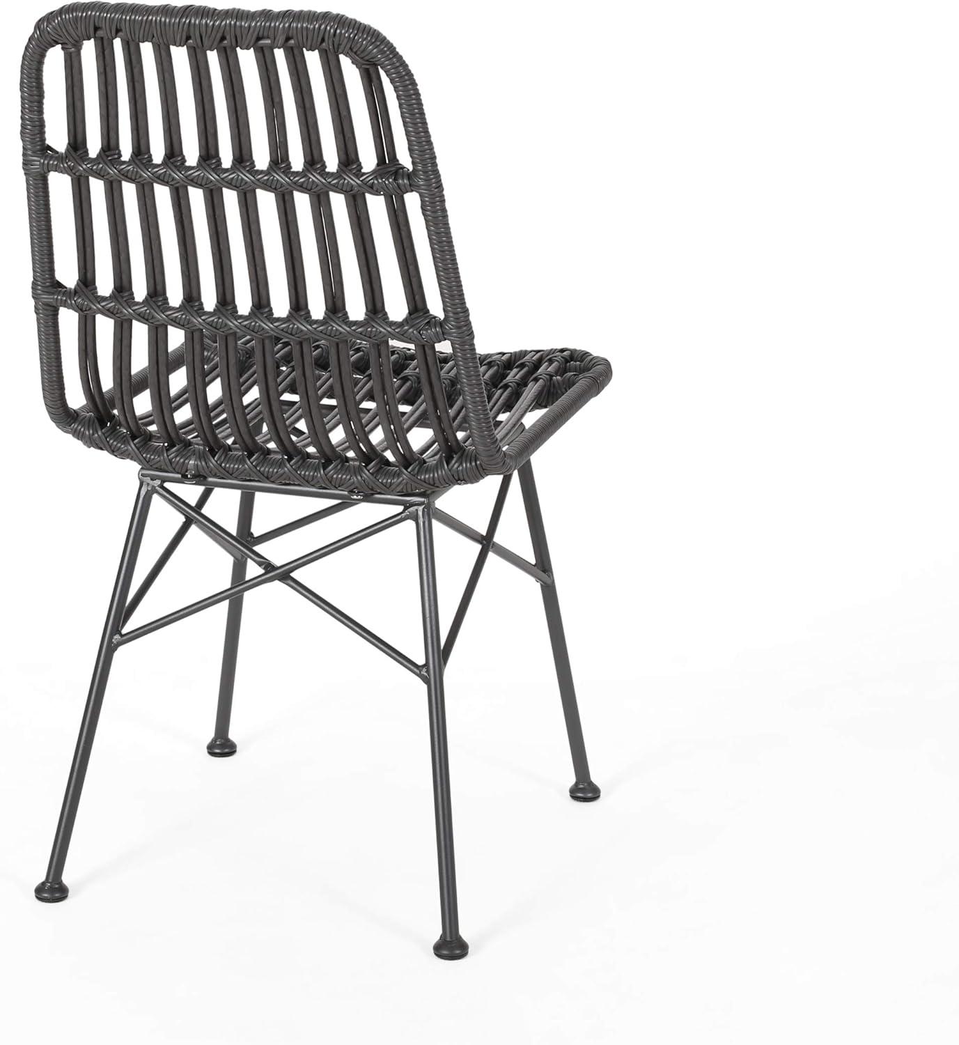 Gray Metal and Cane Side Chair Set of 2