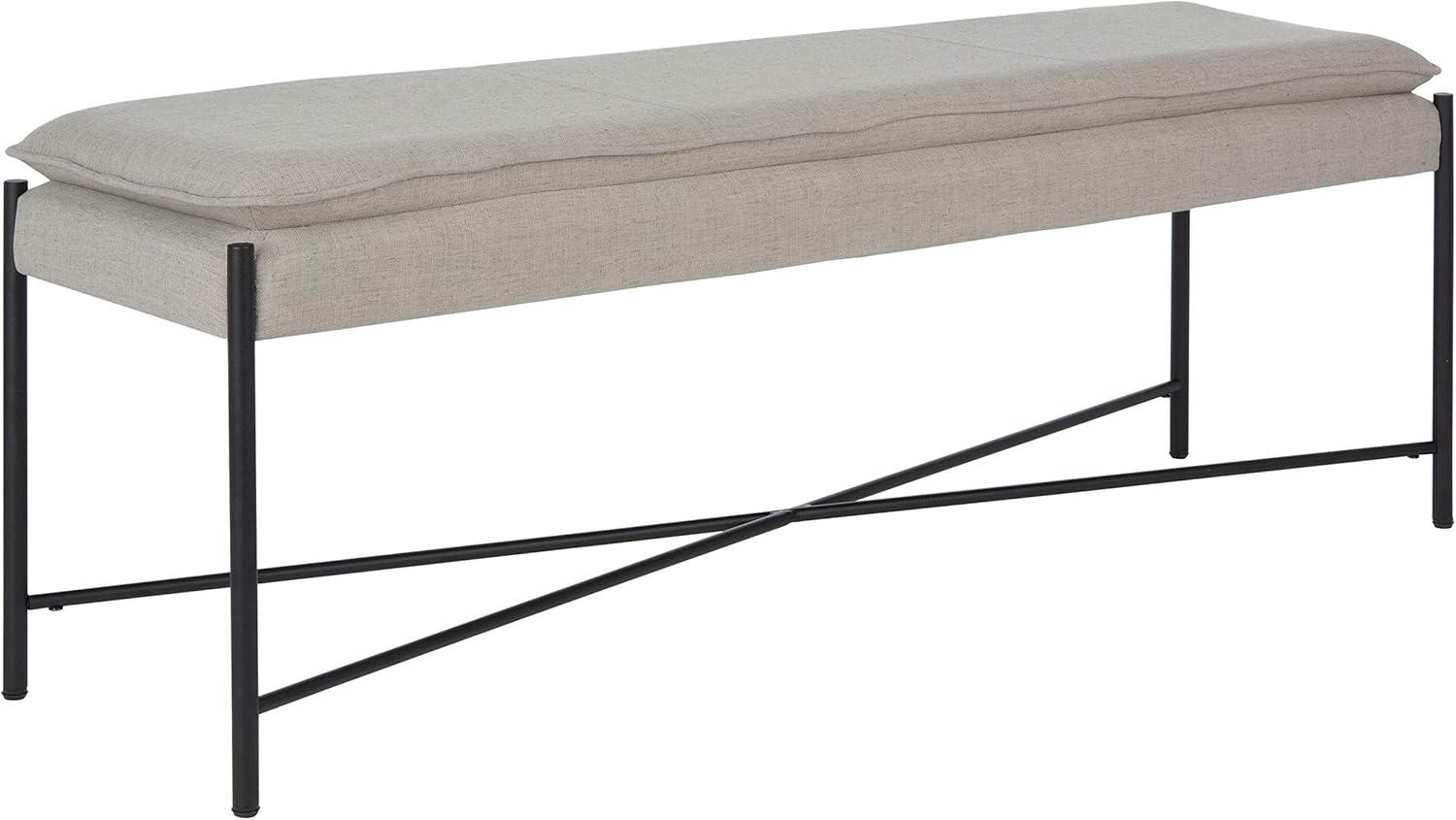 Kara Cushioned X Bench - Light Grey Linen/Black - Safavieh