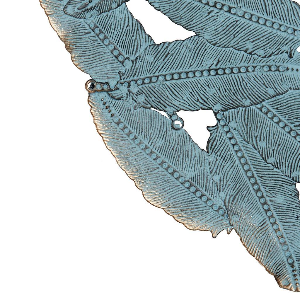 Set of 3 Jax Iron Painted Wall Decor Blue: Madison Park Metal Artwork, Botanical Cast Sculpture, Modern Style