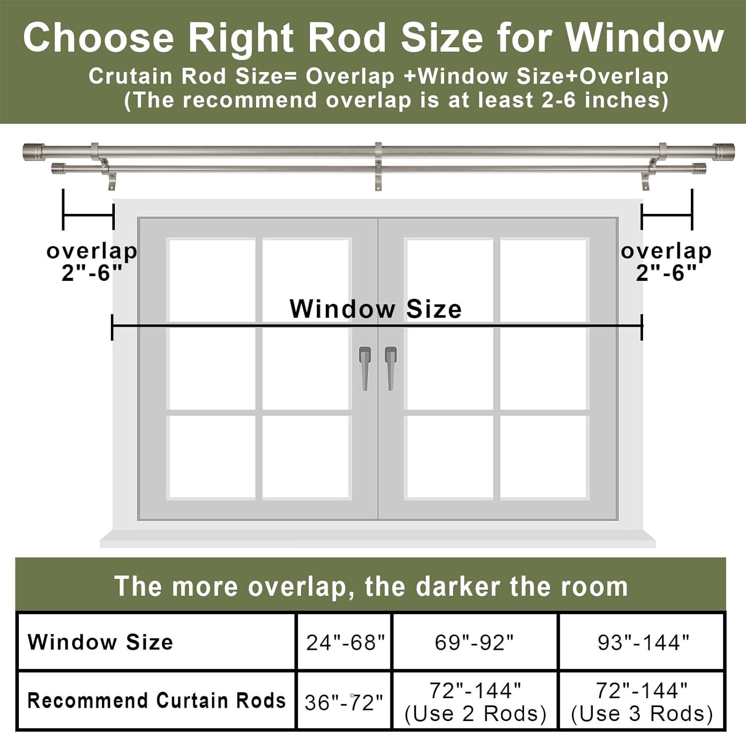 Adjustable Black Double Curtain Rod with Cylindrical Finials