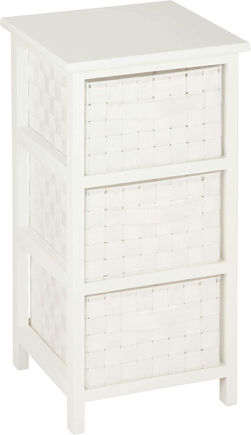 Honey-Can-Do 3 Drawer Chest White: Decorative Storage Drawers, Wood Surface, 24" Height, 12" Depth, 3 Shelves