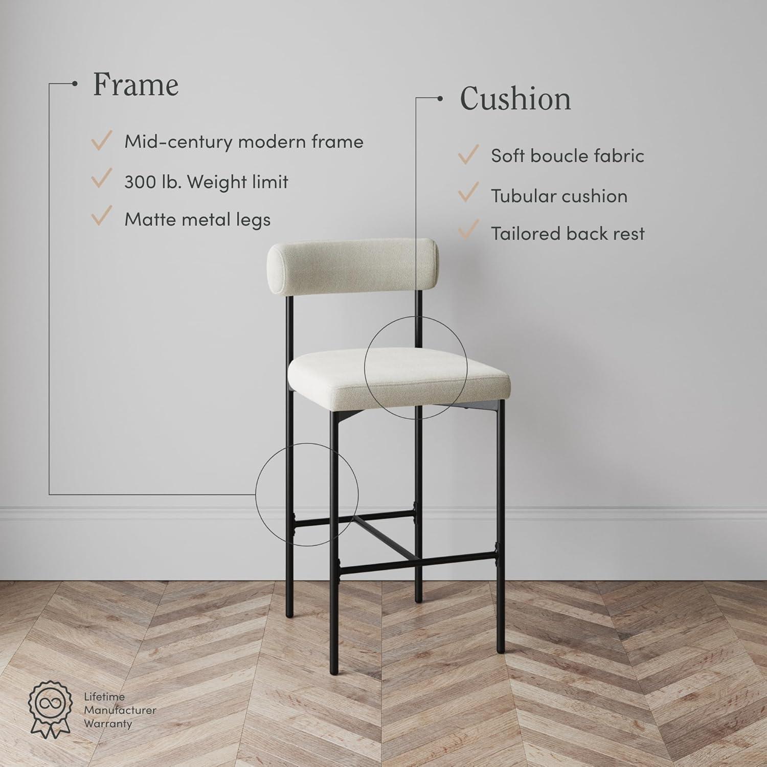 Dahlia Upholstered Counter Stool with Metal Frame