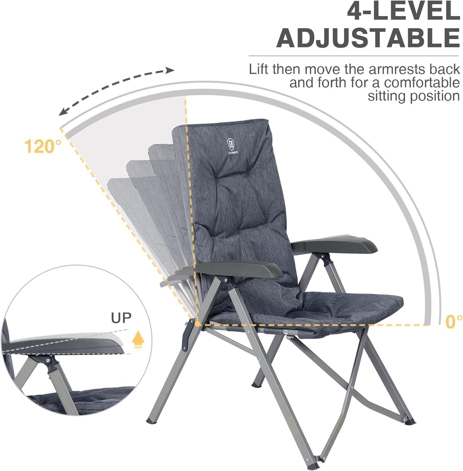 Gray Padded Folding Recliner Chair with Adjustable High Back