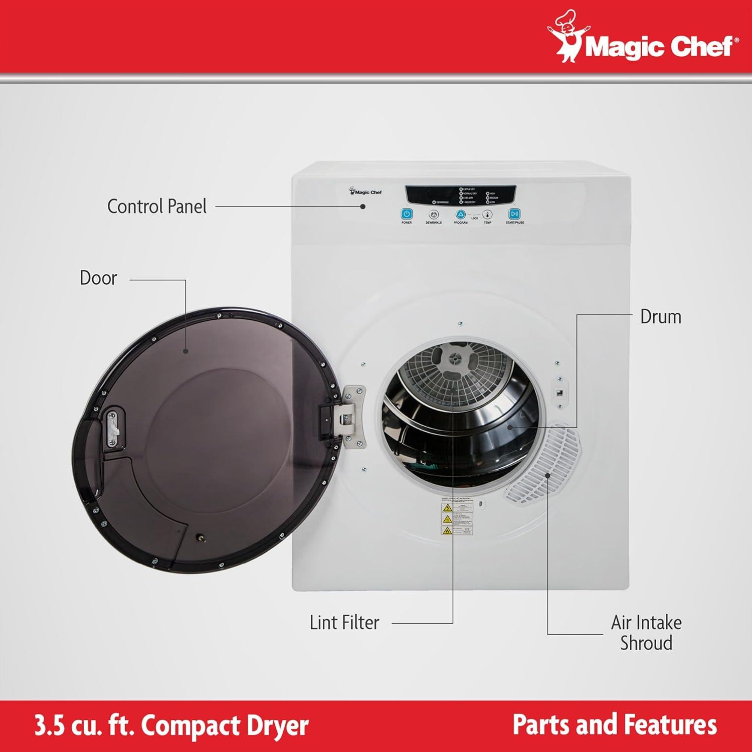 Magic Chef 3.5 Cu. ft. Compact Electric Dryer, White