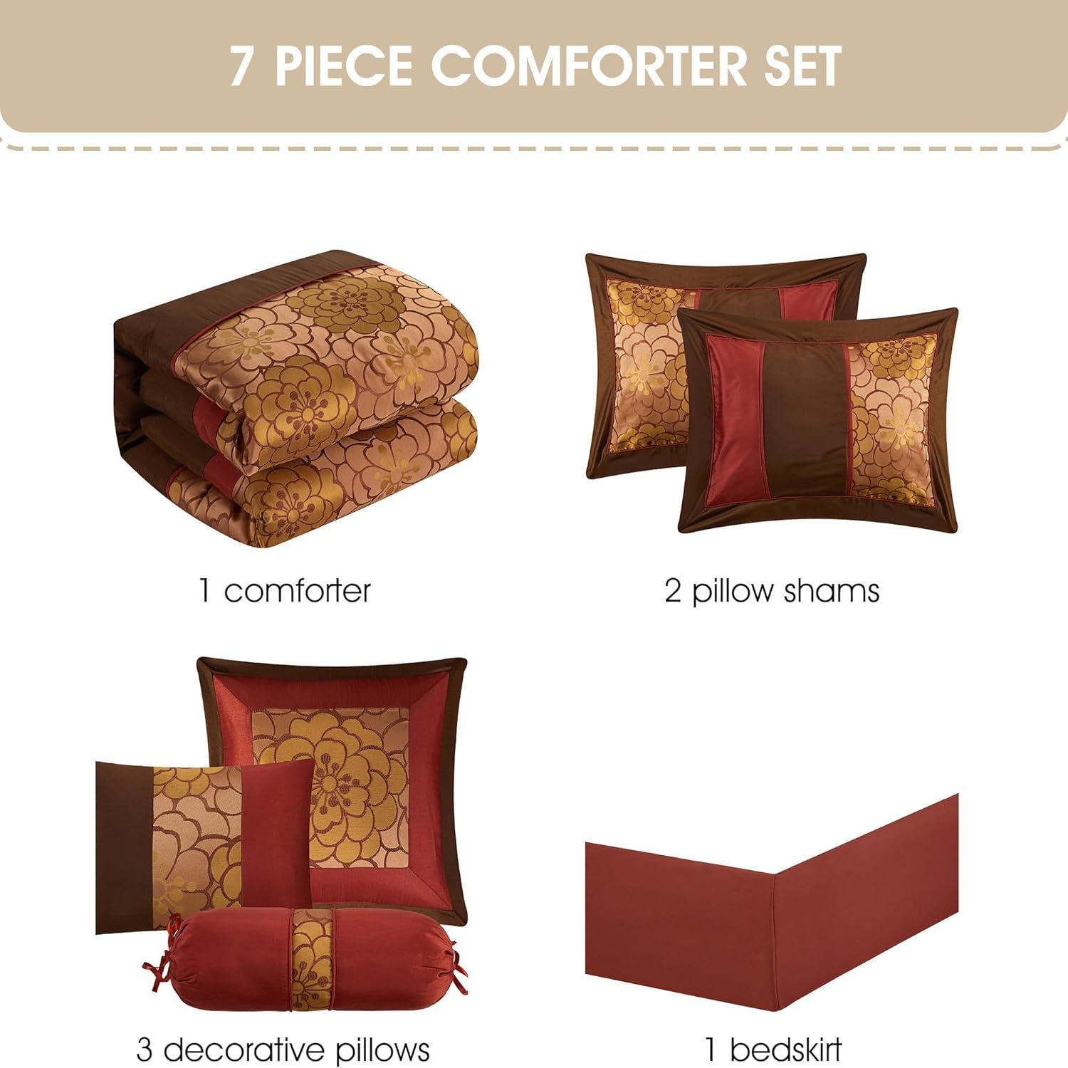 Nanshing America, Inc Sibyl 7 Piece Jacquard Comforter Set