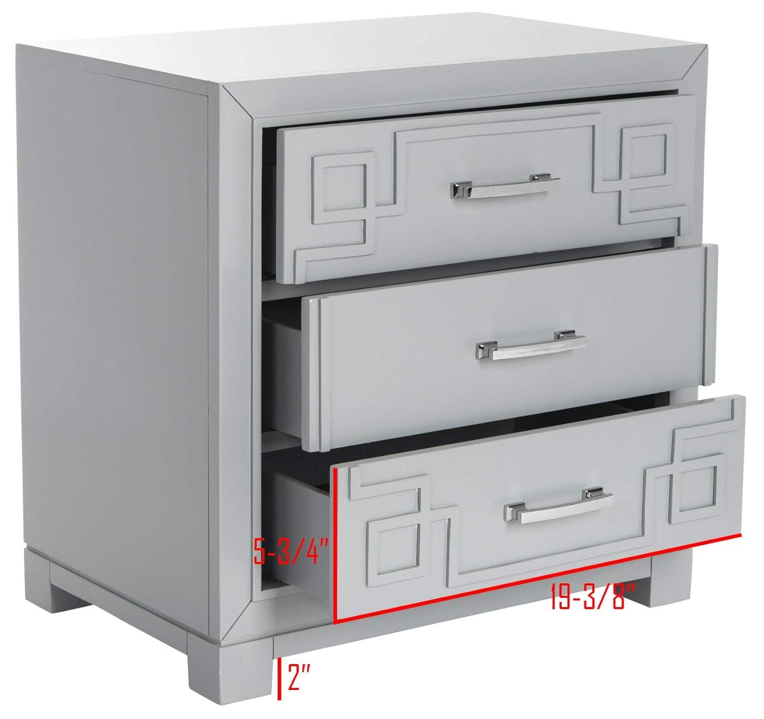 Raina 3 Drawer Greek Key Nightstand - FOX6278 - Black - Safavieh Couture