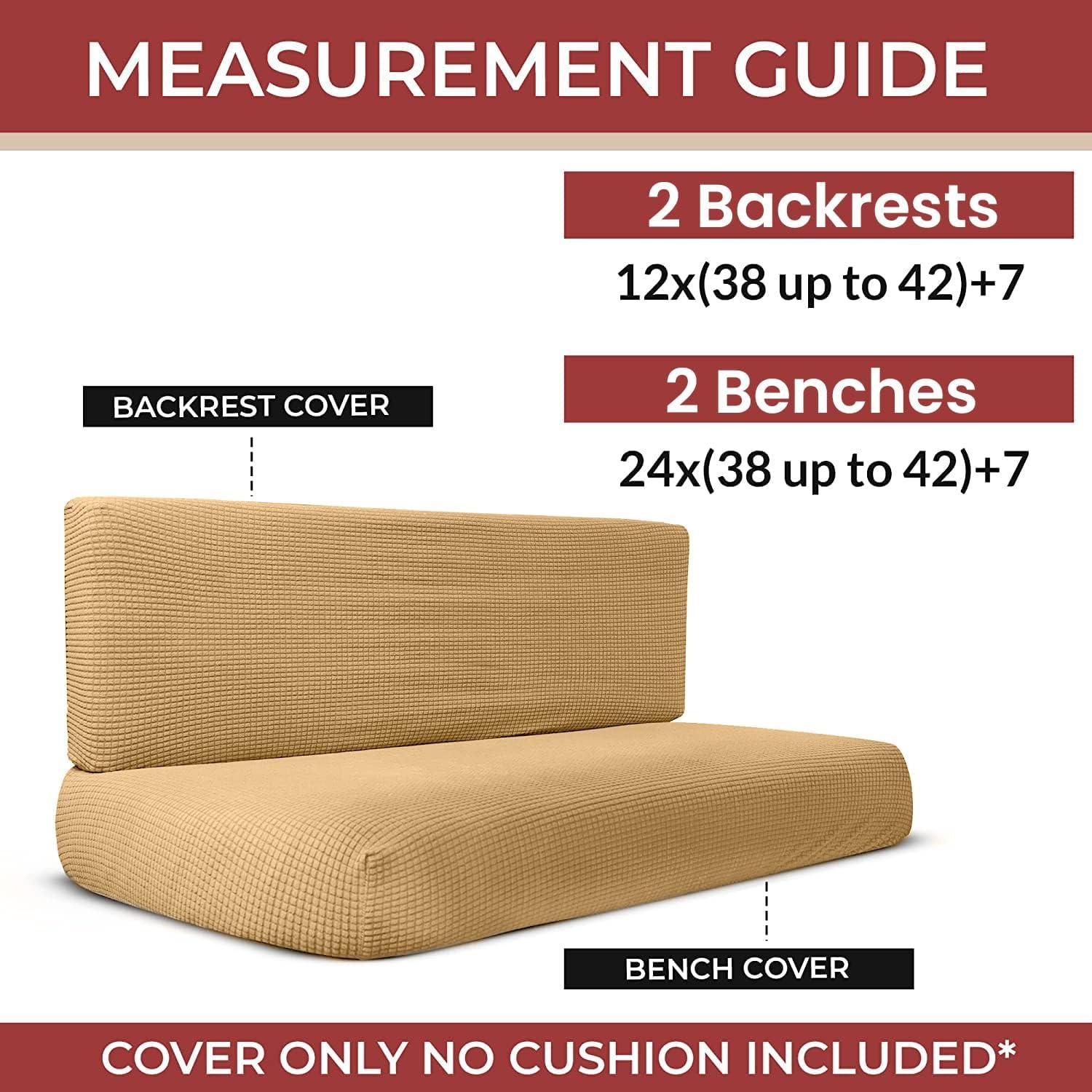 Hudson Comfort RV Dinette Cushion Covers - Microfiber Stretchable Fabric Designed to Fit Wide Variety of Seats - Camper Cushion Slipcovers - Includes 2 Backrest Covers & 2 Bench Covers (Sand, 2 Sets)
