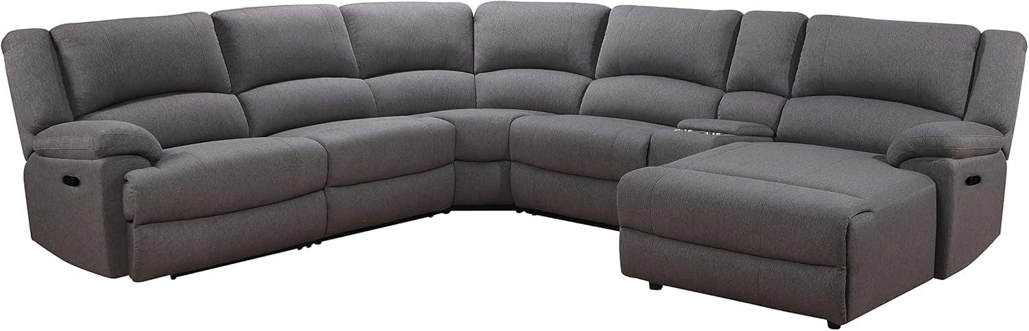 Gray Fabric Six-Piece Reclining Sectional with Cup Holders