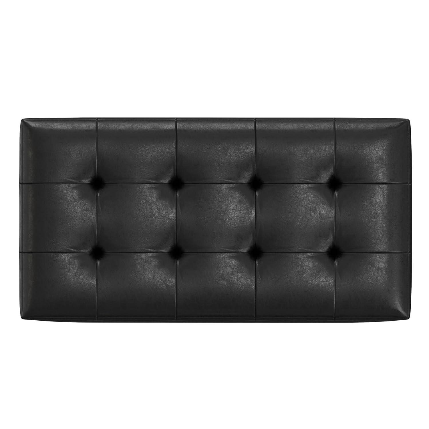 Simpli Home Cosmopolitan Faux Leather Ottoman